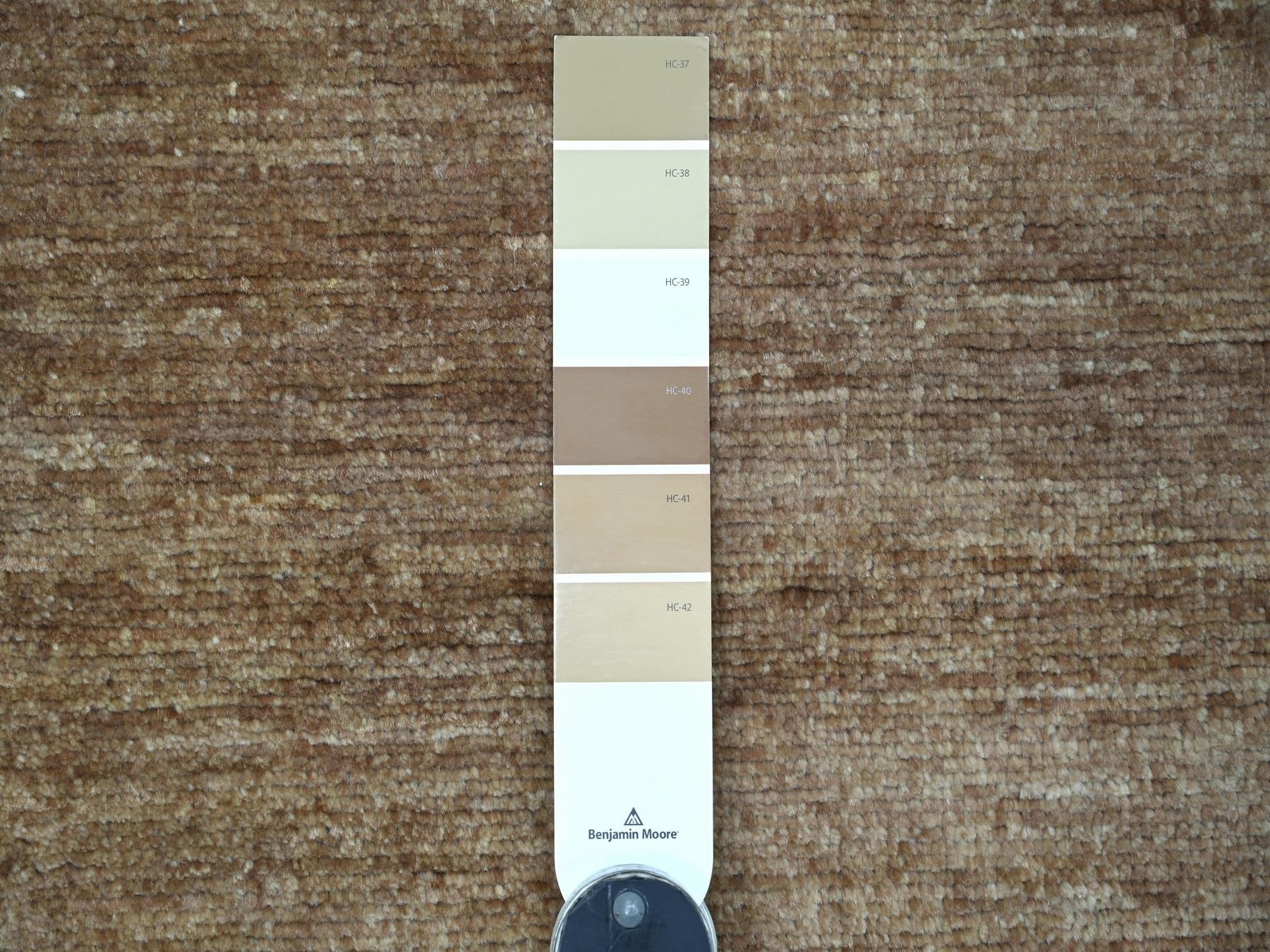 3'x6' Coffee Brown, Plain Solid Pattern, Hand Knotted, Hand Spun Ghazni Wool, Lush and Plush, Runner, Oriental Rug HR21945 - Image 3