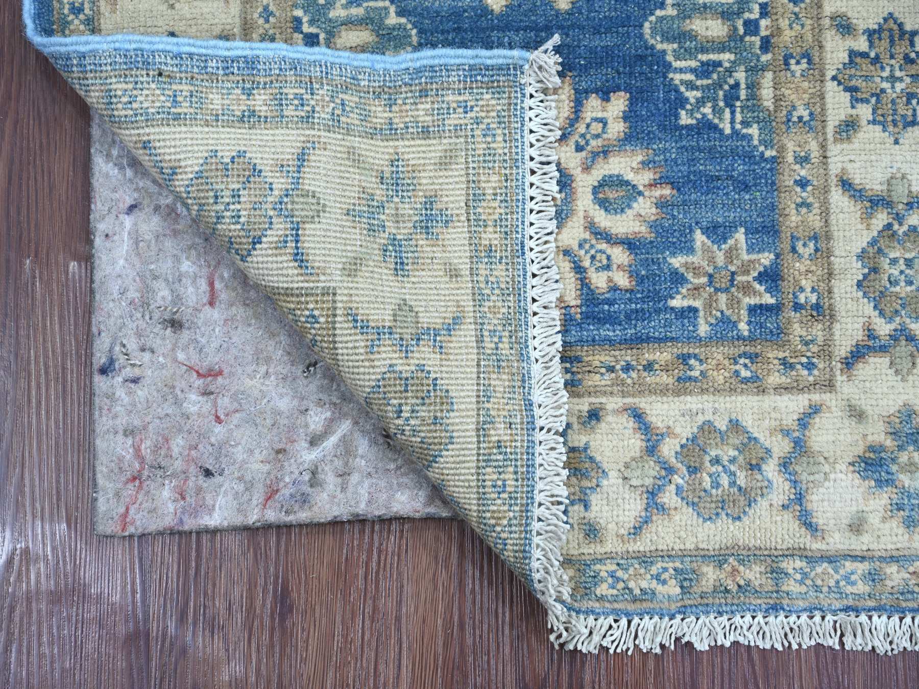 2'x5'6" Imperial Blue, Vintage Look Kazak with Tribal Medallions, Hand Knotted, 100% Wool, Natural Dyes, Short and Narrow Runner, Oriental Rug HR21965 - Image 2