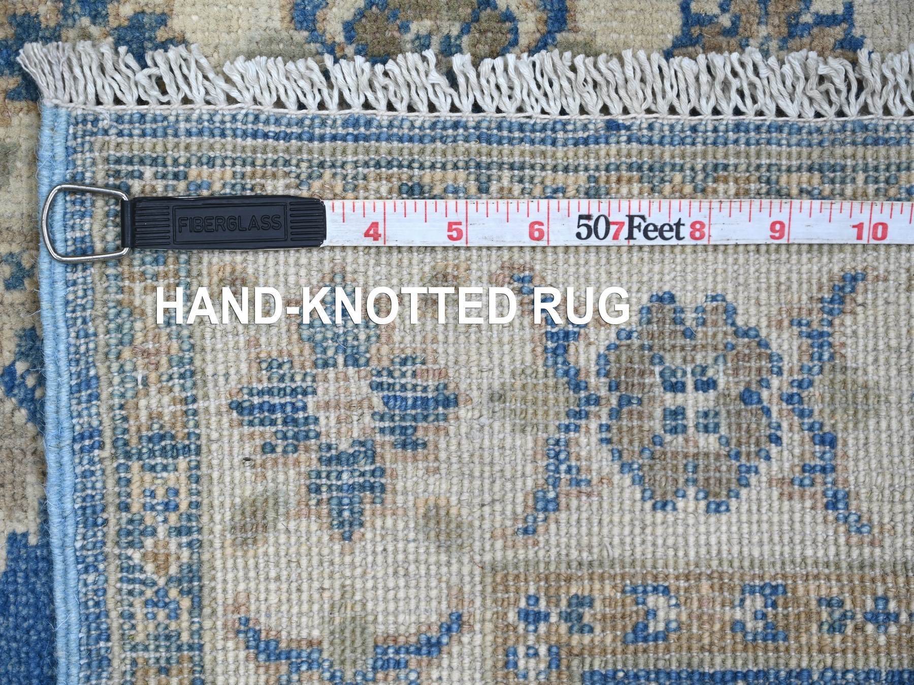 2'x5'6" Imperial Blue, Vintage Look Kazak with Tribal Medallions, Hand Knotted, 100% Wool, Natural Dyes, Short and Narrow Runner, Oriental Rug HR21965 - Image 6