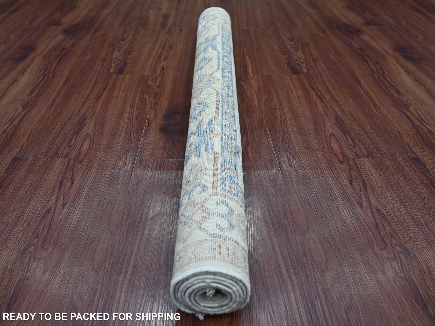 4'x5'8" Alabaster White, Vintage Look Kazak with All Over Design, Hand Knotted, 100% Wool, Natural Dyes, Oriental Rug HR21979 - Image 4