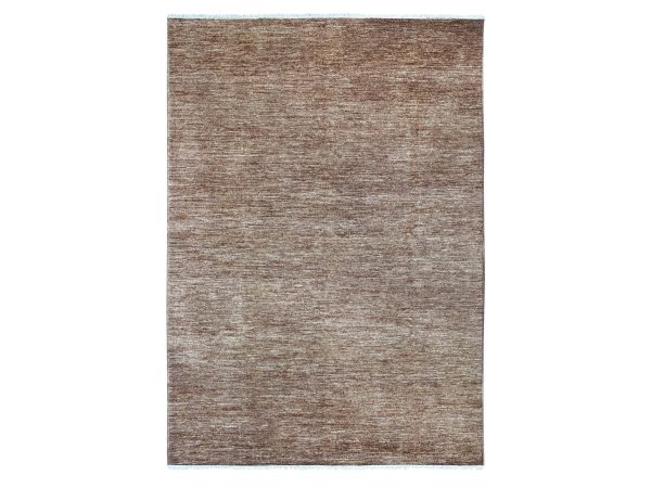 6'1"x8'8" Bole Brown, Plain Solid Pattern, Hand Knotted, Hand Spun Ghazni Wool, Lush and Plush, Oriental Rug HR21994