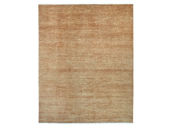 7'10"x9'10" Copper Brown, Plain Solid Pattern, Hand Knotted, Hand Spun Ghazni Wool, Lush and Plush, Oriental Rug HR21995