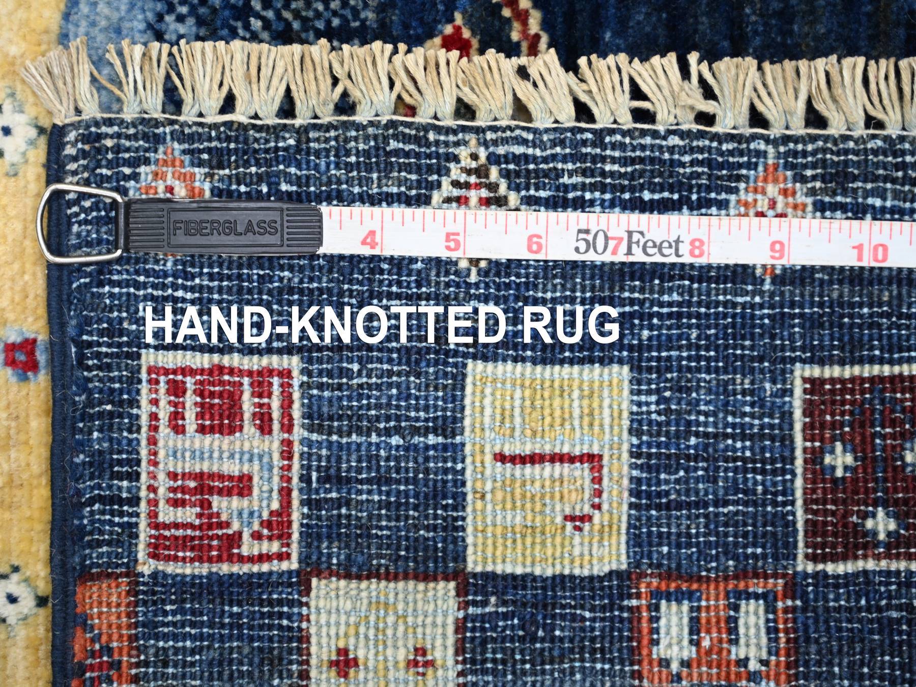 2'8"x16' Navy Blue, Soft Wool, Fine Kashkuli Gabbeh with Small Animal Figurines, Hand Knotted, Vegetable Dyes, XL Runner, Oriental Rug HR21996 - Image 6