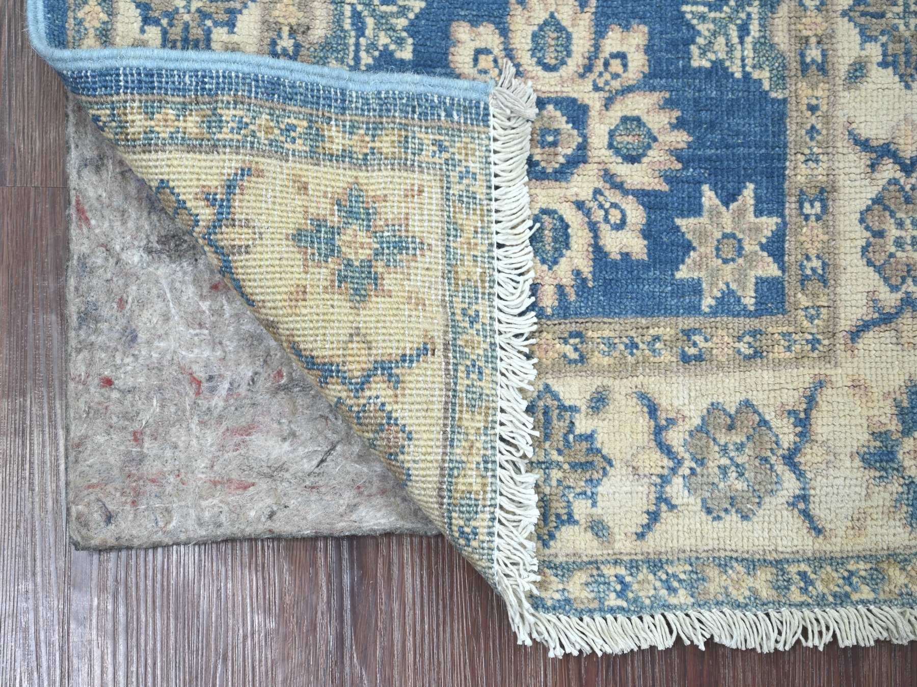 2'x5'8" Bayern Blue, Vintage Look Kazak with Tribal Medallions, Hand Knotted, 100% Wool, Natural Dyes, Short and Narrow Runner, Oriental Rug HR22008 - Image 2
