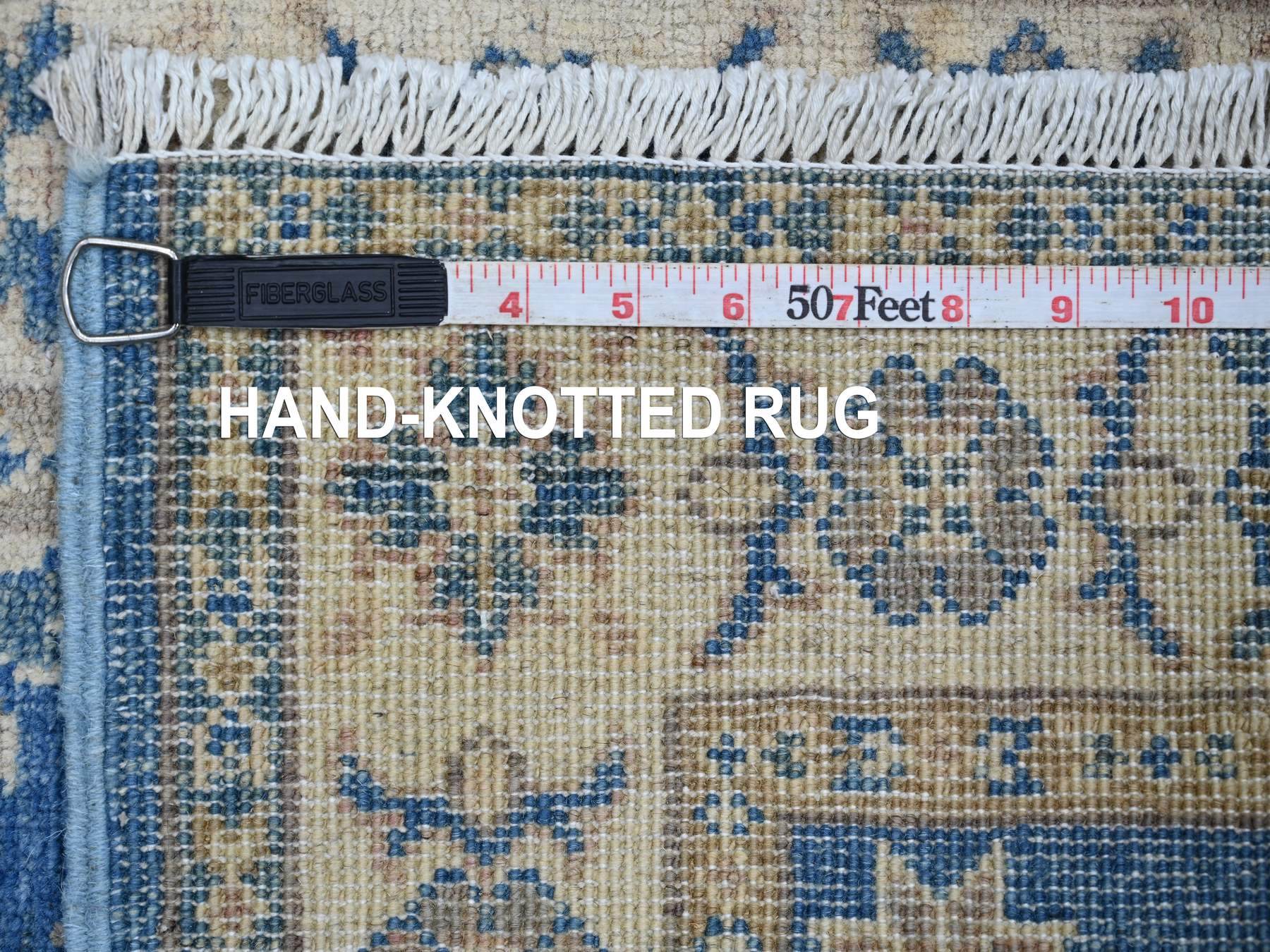 2'x5'8" Bayern Blue, Vintage Look Kazak with Tribal Medallions, Hand Knotted, 100% Wool, Natural Dyes, Short and Narrow Runner, Oriental Rug HR22008 - Image 6