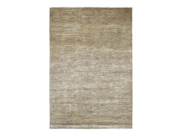 6'x8'9" Khaki Brown, Plain Solid Pattern, Hand Knotted, Hand Spun Ghazni Wool, Lush and Plush, Oriental Rug HR22035