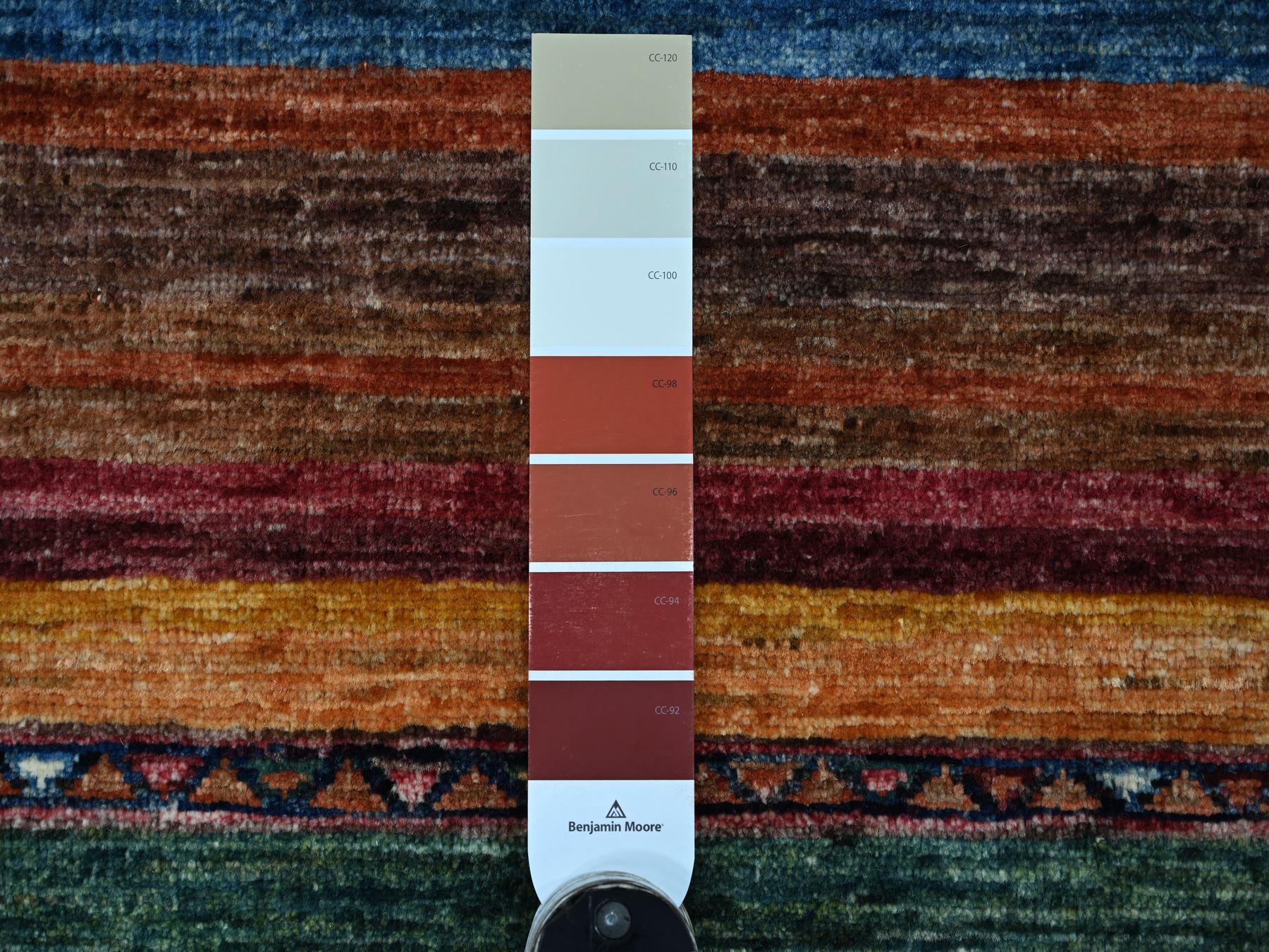 2'9"x3'10" Colorful, Natural Wool, Hand Knotted, Vegetable Dyes, Afghan Super Kazak with Khorjin Design, Sample, Mat, Oriental Rug HR22038 - Image 3