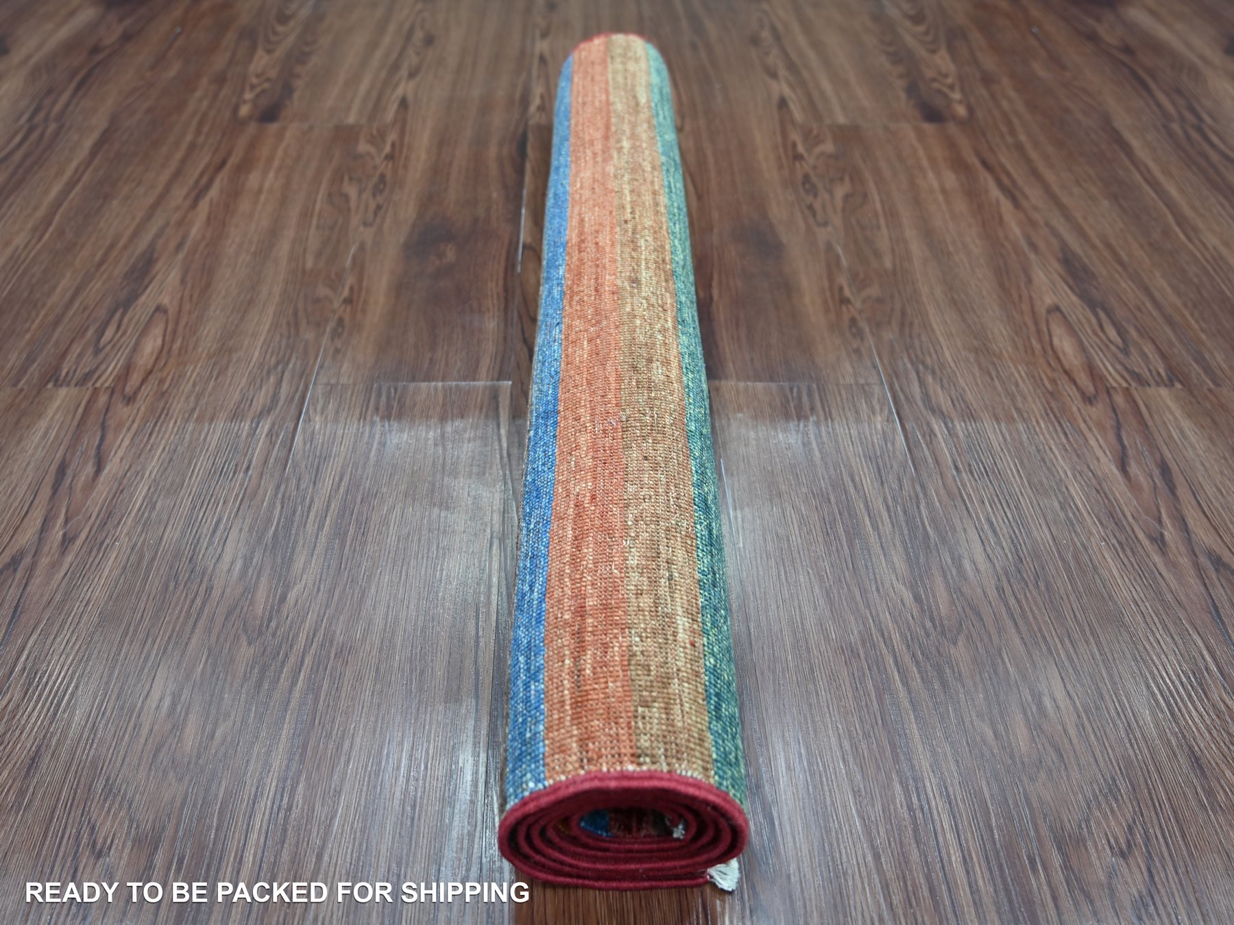 2'9"x3'10" Colorful, Natural Wool, Hand Knotted, Vegetable Dyes, Afghan Super Kazak with Khorjin Design, Sample, Mat, Oriental Rug HR22038 - Image 4