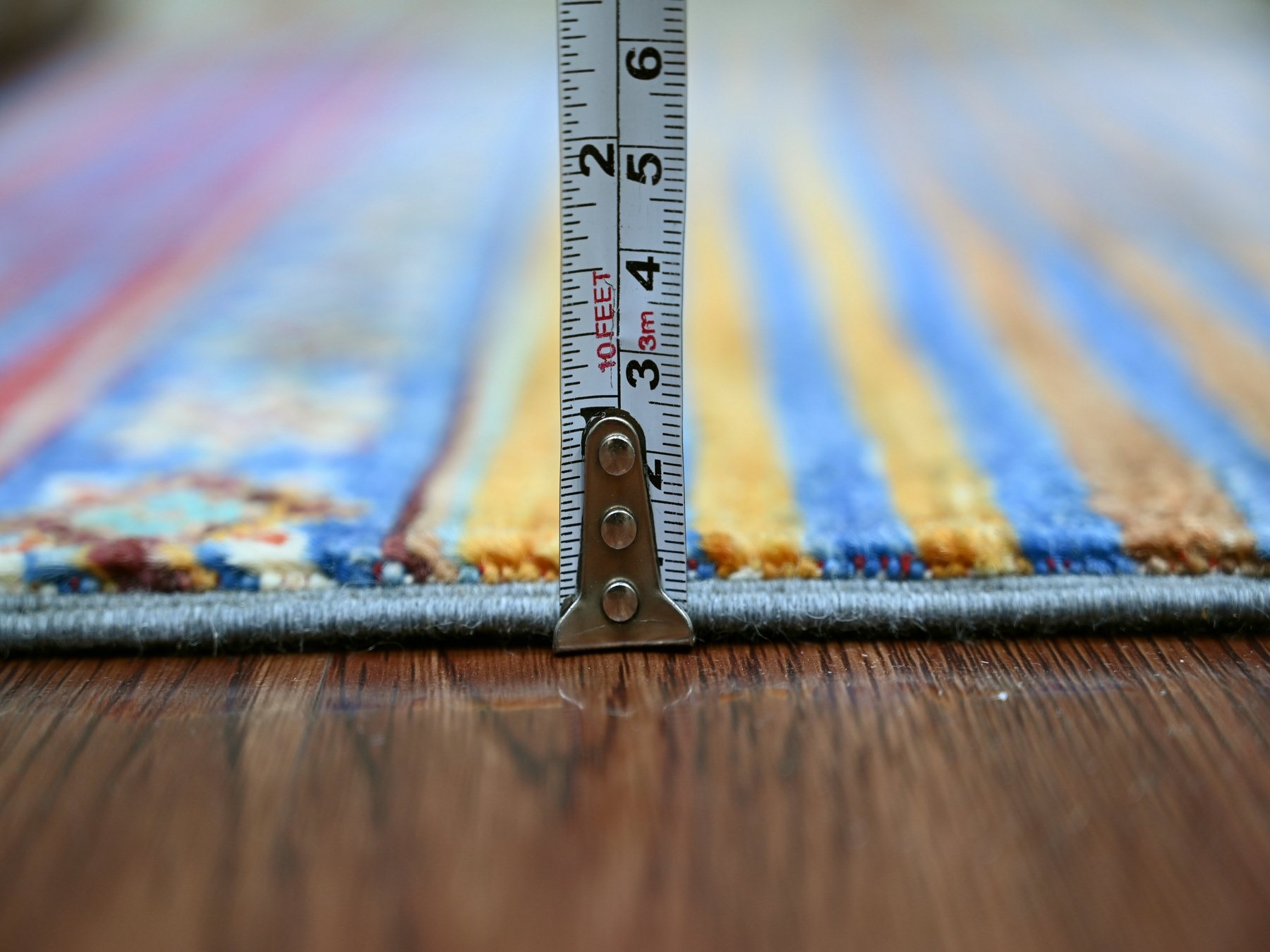 2'9"x3'8" Cerulean Blue, Hand Knotted, Pure Wool, Vegetable Dyes, Afghan Super Kazak with Khorjin Design, Sample, Mat, Oriental Rug HR22061 - Image 5
