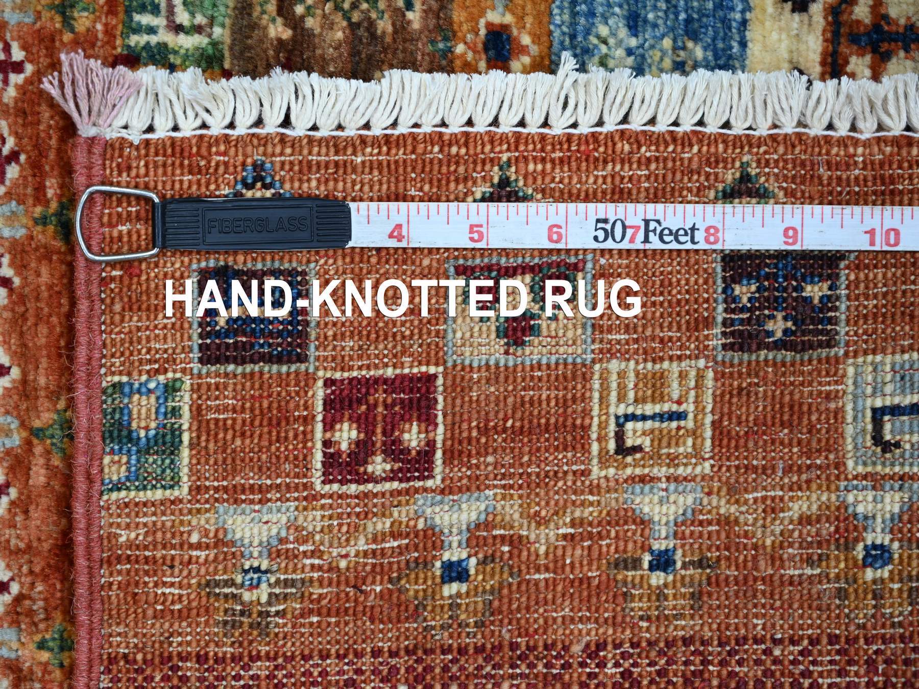 2'2"x4'3" Rust Red, Soft Wool, Vegetable Dyes, Fine Kashkuli Gabbeh with Small Animal Figurines, Hand Knotted, Sample, Mat, Oriental Rug HR22067 - Image 6