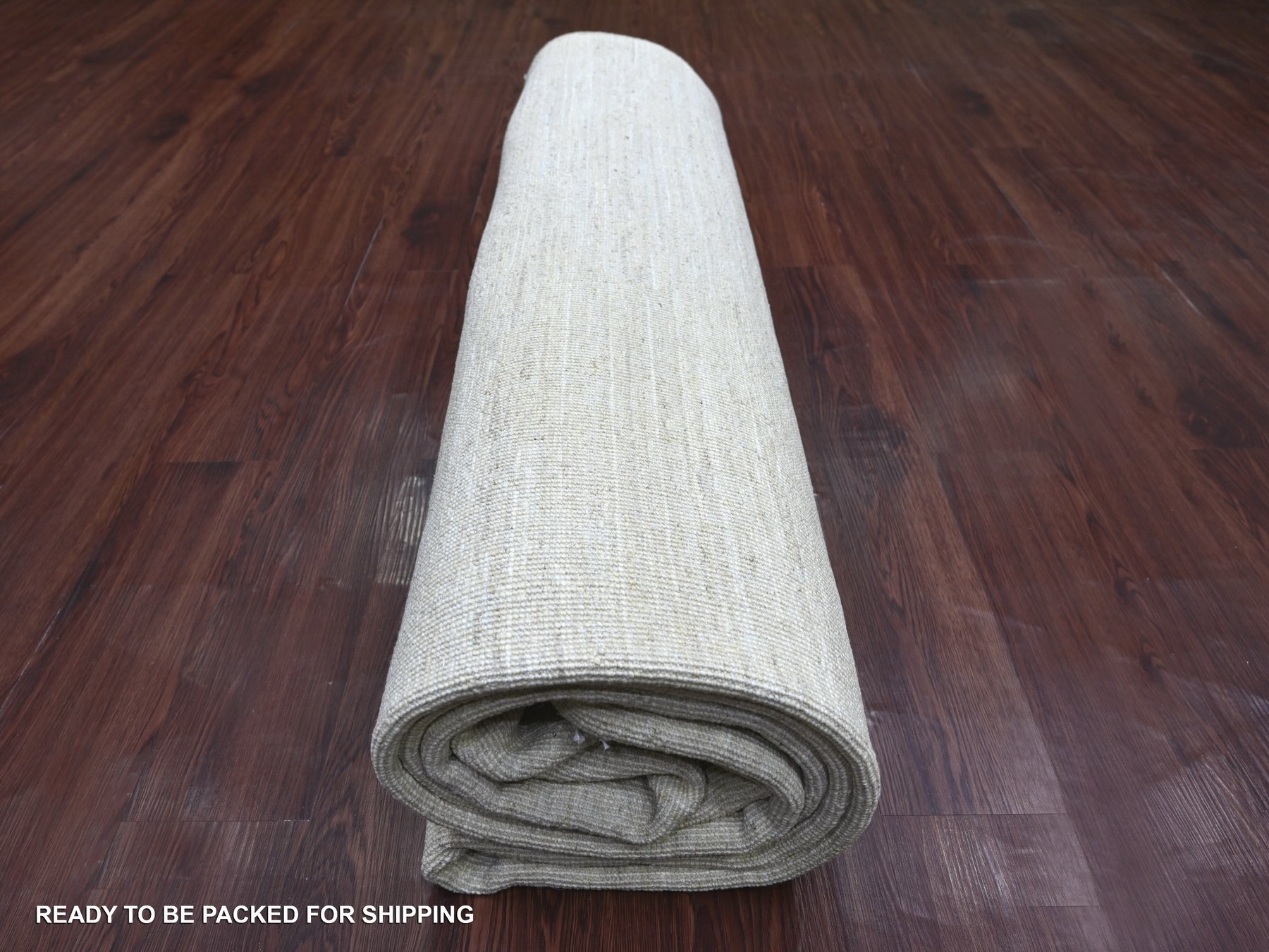 8'8"x11'9" Daisy White, Plain Solid Pattern, Hand Knotted, Hand Spun Ghazni Wool, Lush and Plush, Oriental Rug HR22097 - Image 9