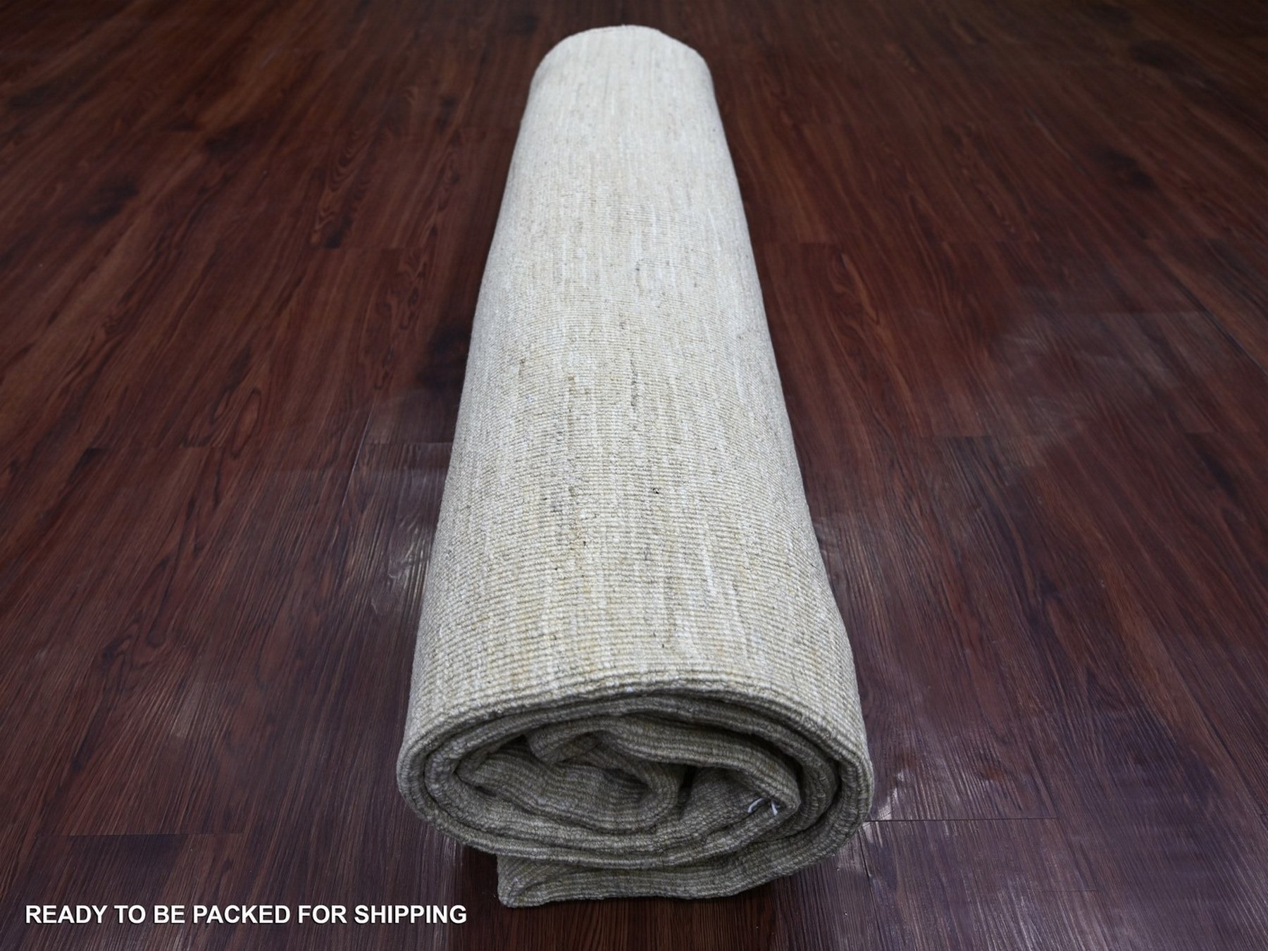 8'3"x9'3" Daisy White, Plain Solid Pattern, Hand Knotted, Hand Spun Ghazni Wool, Lush and Plush, Oriental Rug HR22158 - Image 9