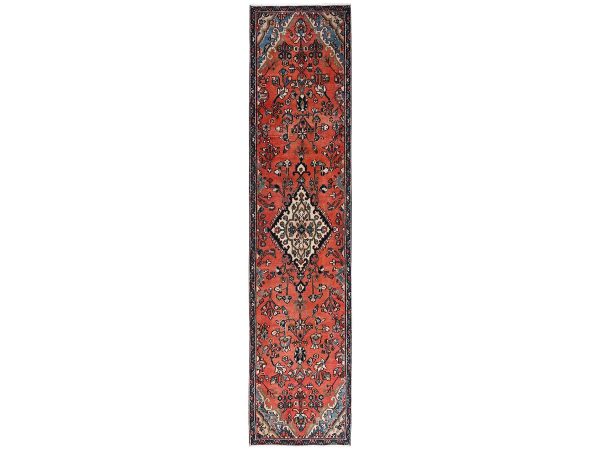 2'9"x12'2" Sunset Colors, Vintage Persian Bibikabad, 100% Wool, Hand Knotted, Worn Down and Distressed, Zero Pile, Sides and Ends Professionally Secured, Runner, Oriental Rug HR2219