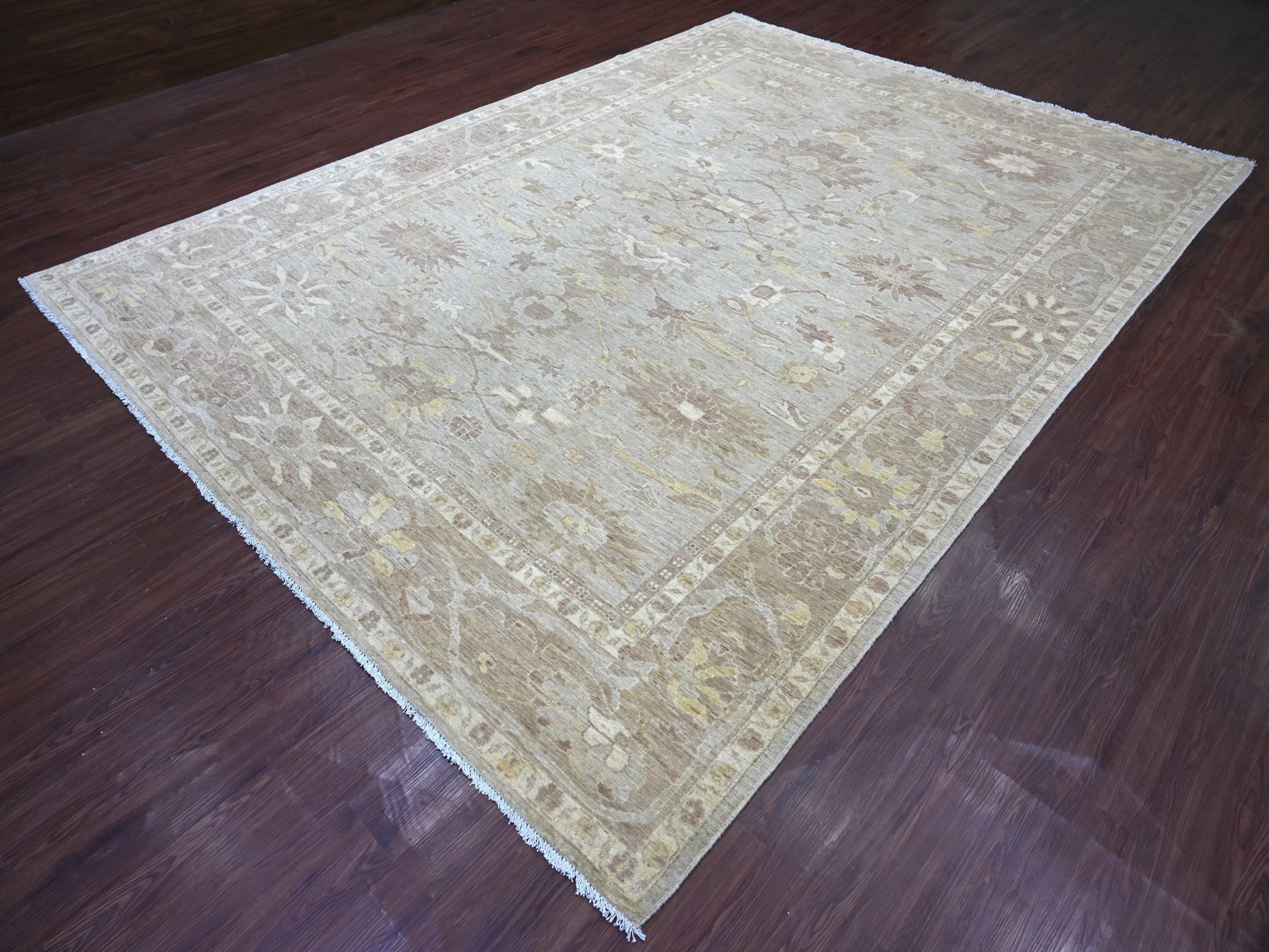 8'8"x12' Spanish Gray, Peshawar with Ziegler Mahal Design, Hand Knotted, High Mountain Wool, Denser Weave, Oriental Rug HR22227 - Image 3