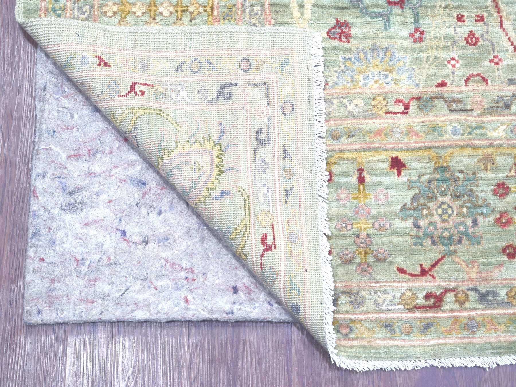 7'3"x11'8" Pistachio Green, Peshawar with Ziegler Mahal Design, Hand Knotted, High Mountain Wool, Denser Weave, Oriental Rug HR22250 - Image 4