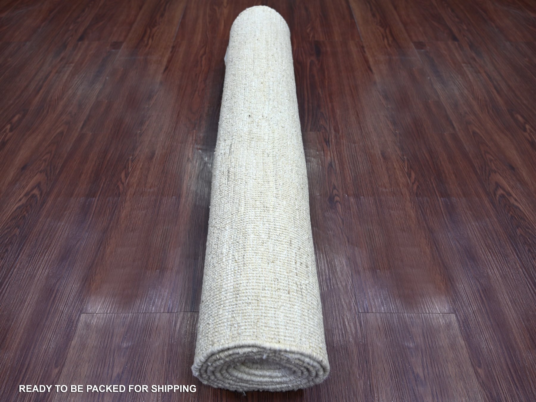 2'10"x8' Daisy White, Plain Solid Pattern, Hand Knotted, Hand Spun Ghazni Wool, Lush and Plush, Runner, Oriental Rug HR22368 - Image 4