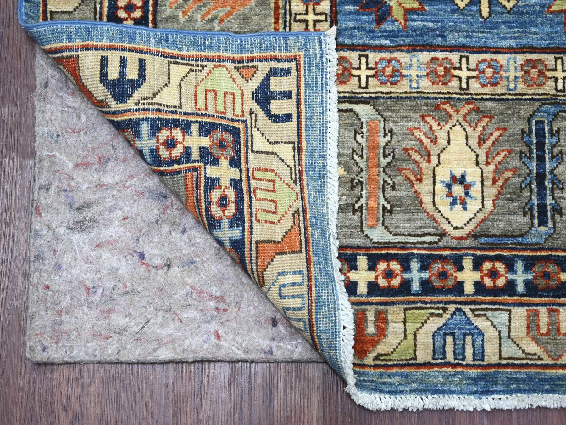 8'2"x10' Carolina Blue, Afghan Ersari with Turkish Knot, Caucasian Design Revival, Hand Knotted, Soft Wool, Vegetable Dyes, Densely Woven, Oriental Rug HR22436 - Image 4