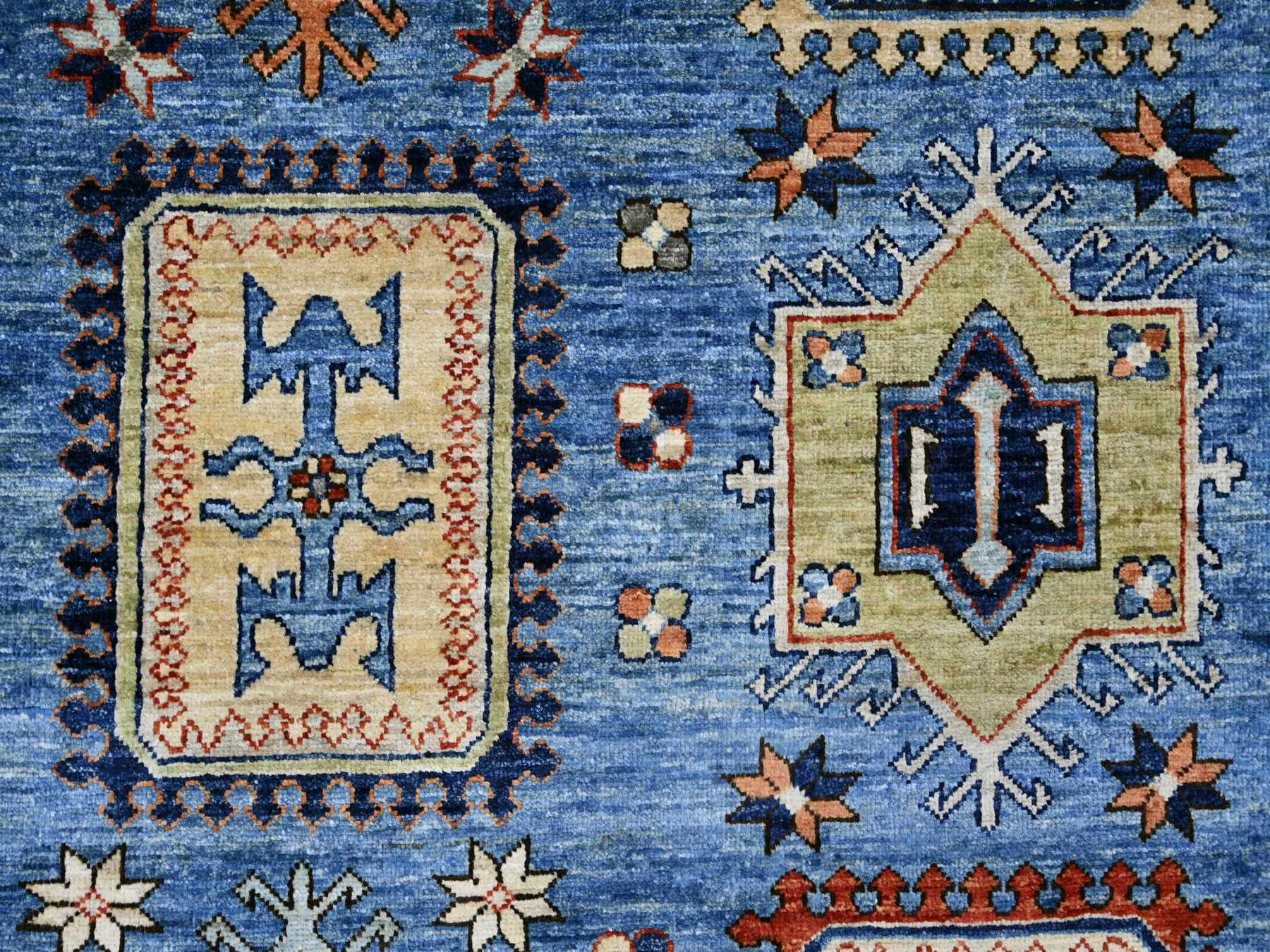 8'2"x10' Carolina Blue, Afghan Ersari with Turkish Knot, Caucasian Design Revival, Hand Knotted, Soft Wool, Vegetable Dyes, Densely Woven, Oriental Rug HR22436 - Image 8