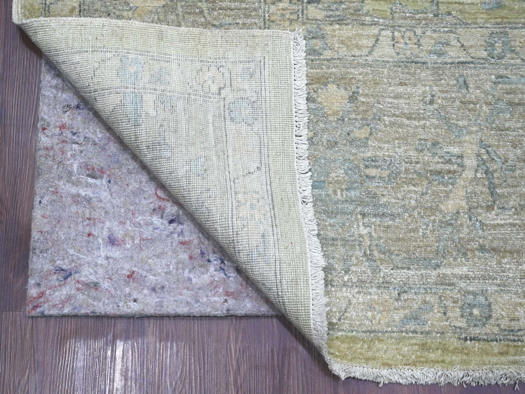 9'x11'10" Swamp Green, Peshawar with All Over Design, Hand Knotted, High Mountain Wool, Densely Woven, Oriental Rug HR22441 - Image 4