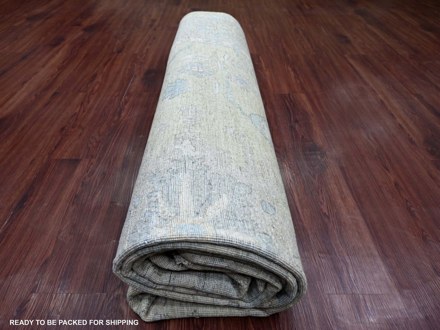 9'x11'10" Swamp Green, Peshawar with All Over Design, Hand Knotted, High Mountain Wool, Densely Woven, Oriental Rug HR22441 - Image 9