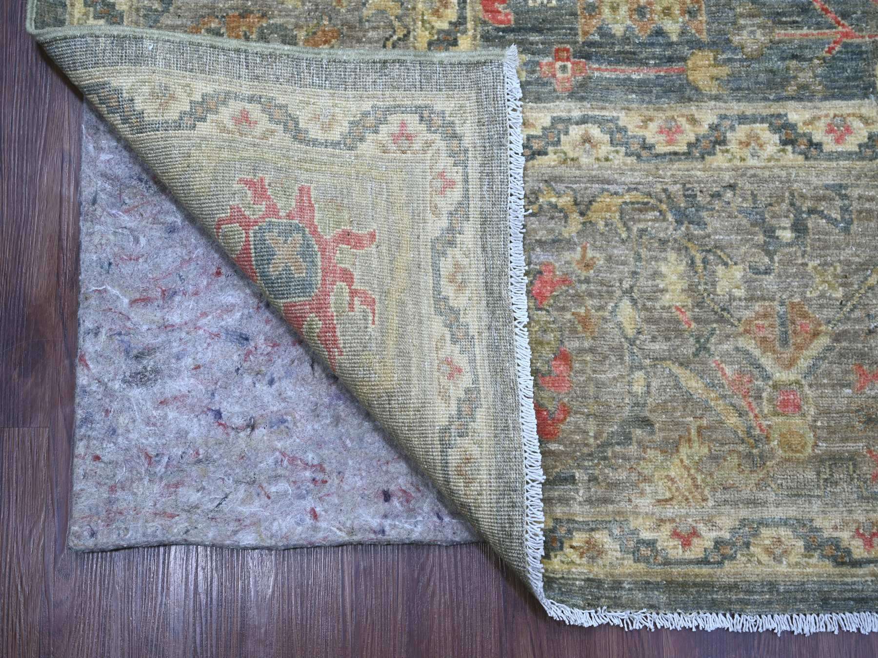 9'x12'2" Charcoal Gray, Peshawar with Bijar Garus Design, Hand Knotted, High Mountain Wool, Densely Woven, Oriental Rug HR22442 - Image 4