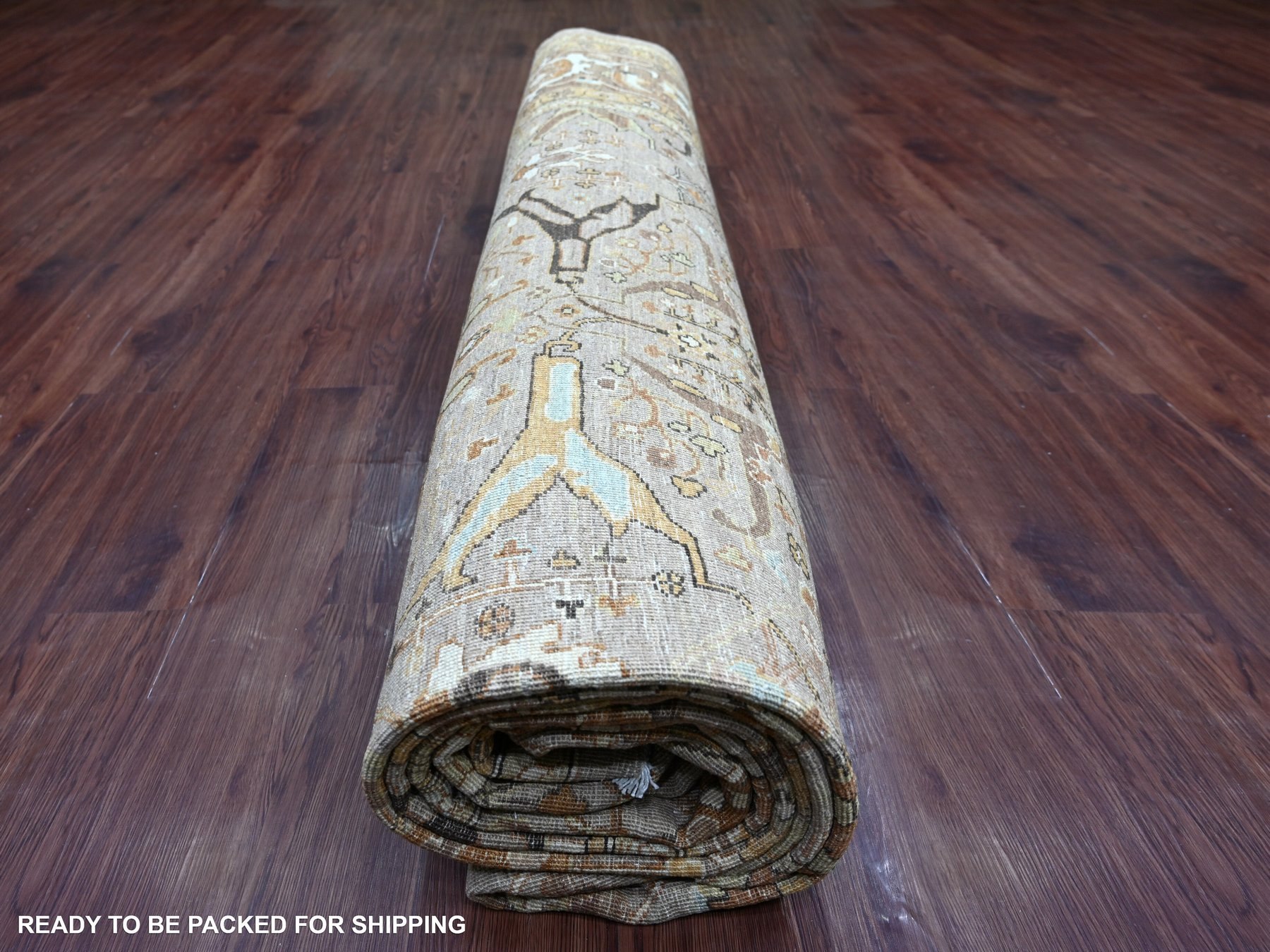 12'x15'4" Stone Gray, Peshawar with Bijar Garus Design, Hand Knotted, Natural Dyes, Densely Woven, 100% Wool, Oversized, XL, Oriental Rug HR22470 - Image 9