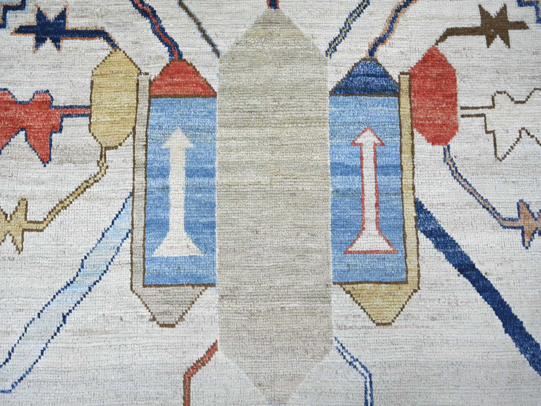 10'x13'8" Light Blue, Anatolian Village Design, Turkish Knot, Zero Pile, Sheared Low, Hand Knotted, 100% Wool, Oriental Rug HR22497 - Image 8