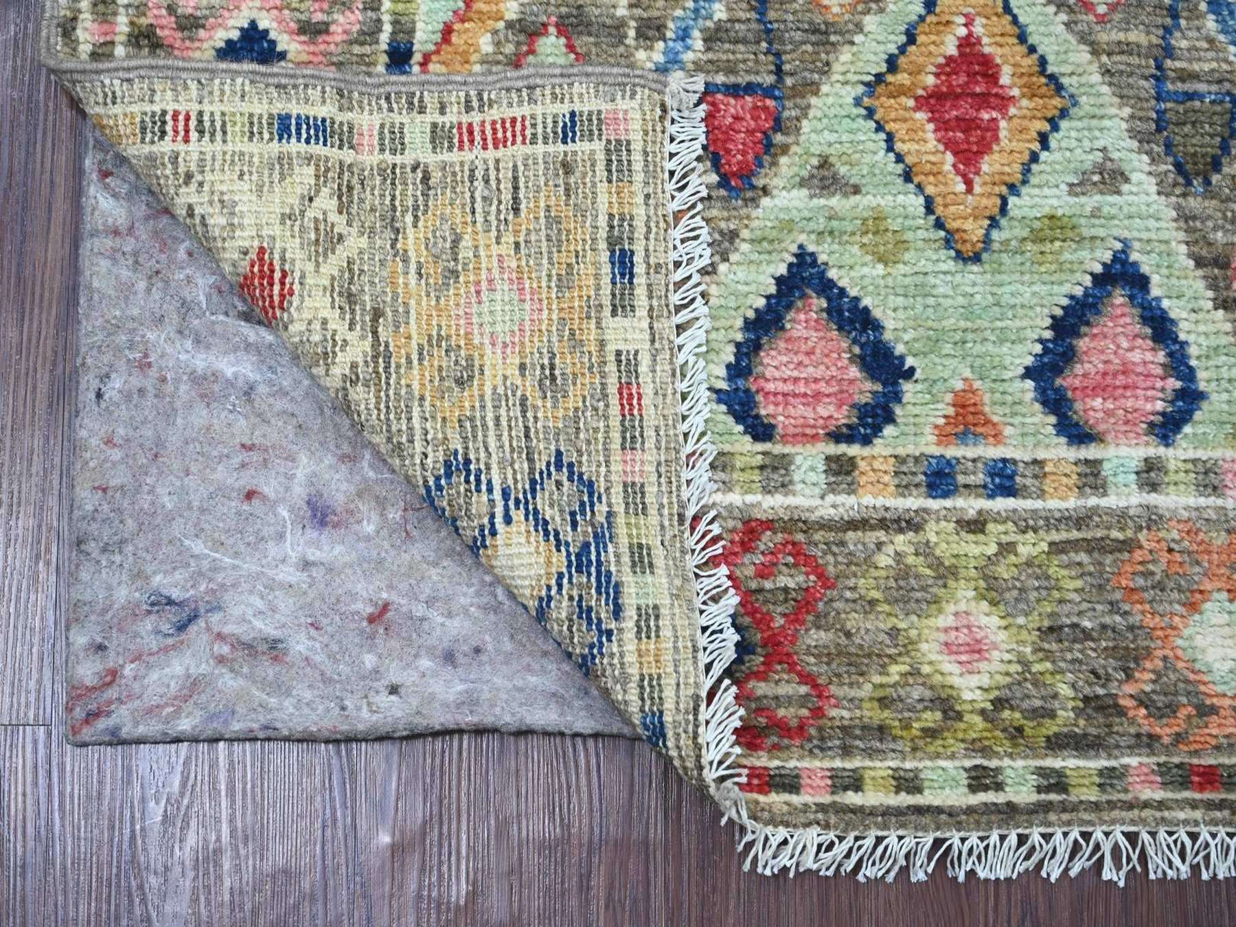 3'x7'10" Dim Gray, Anatolian Village Inspired Geometric Design, Hand Knotted, Pure Wool, Vegetable Dyes, Runner, Oriental Rug HR22510 - Image 2