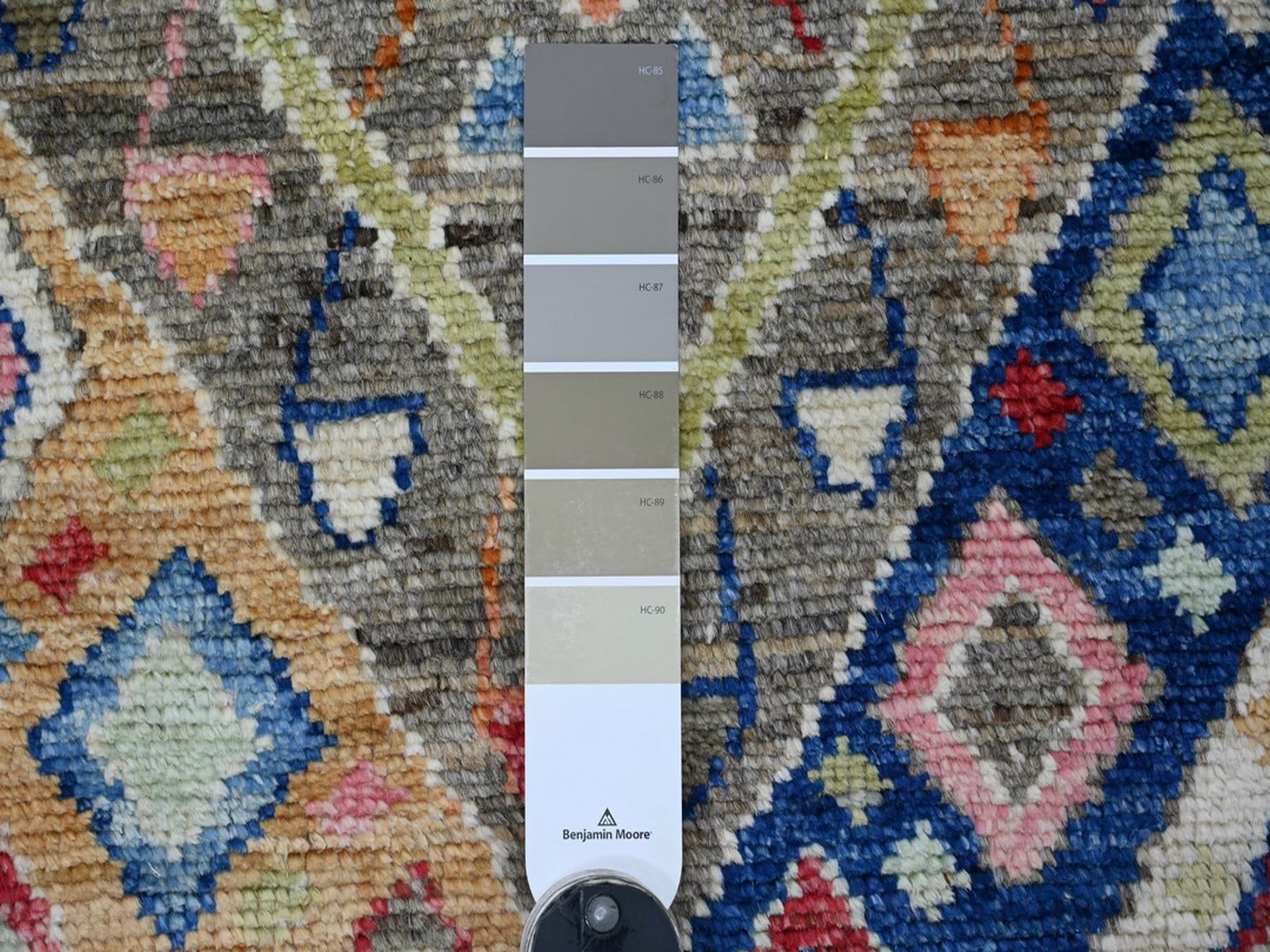 3'x7'10" Dim Gray, Anatolian Village Inspired Geometric Design, Hand Knotted, Pure Wool, Vegetable Dyes, Runner, Oriental Rug HR22510 - Image 3