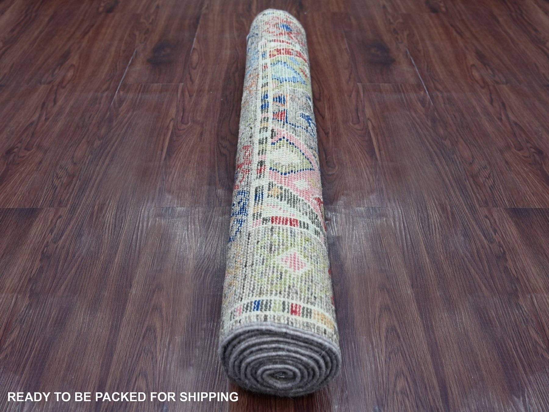 3'x7'10" Dim Gray, Anatolian Village Inspired Geometric Design, Hand Knotted, Pure Wool, Vegetable Dyes, Runner, Oriental Rug HR22510 - Image 4