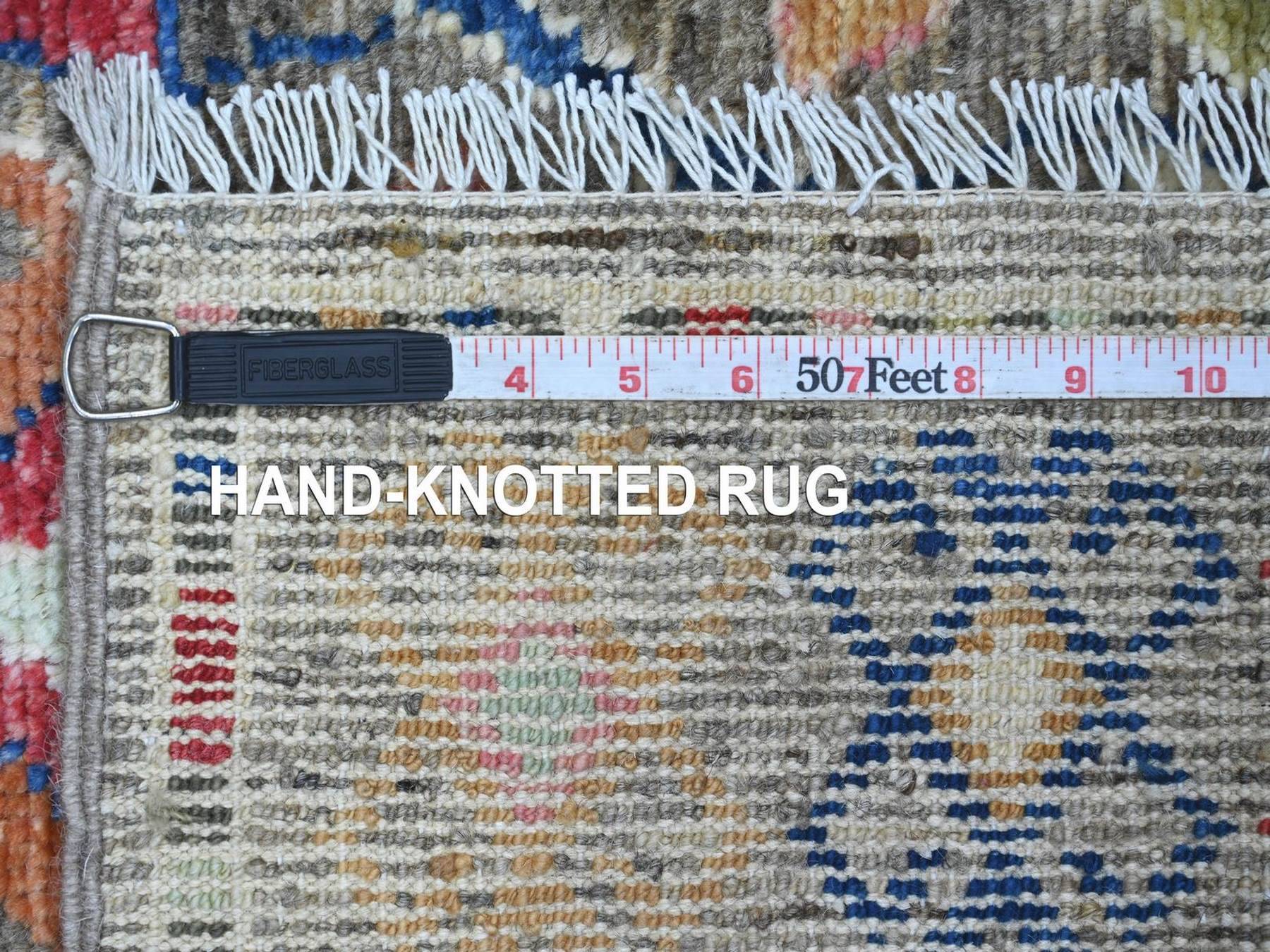 3'x7'10" Dim Gray, Anatolian Village Inspired Geometric Design, Hand Knotted, Pure Wool, Vegetable Dyes, Runner, Oriental Rug HR22510 - Image 6