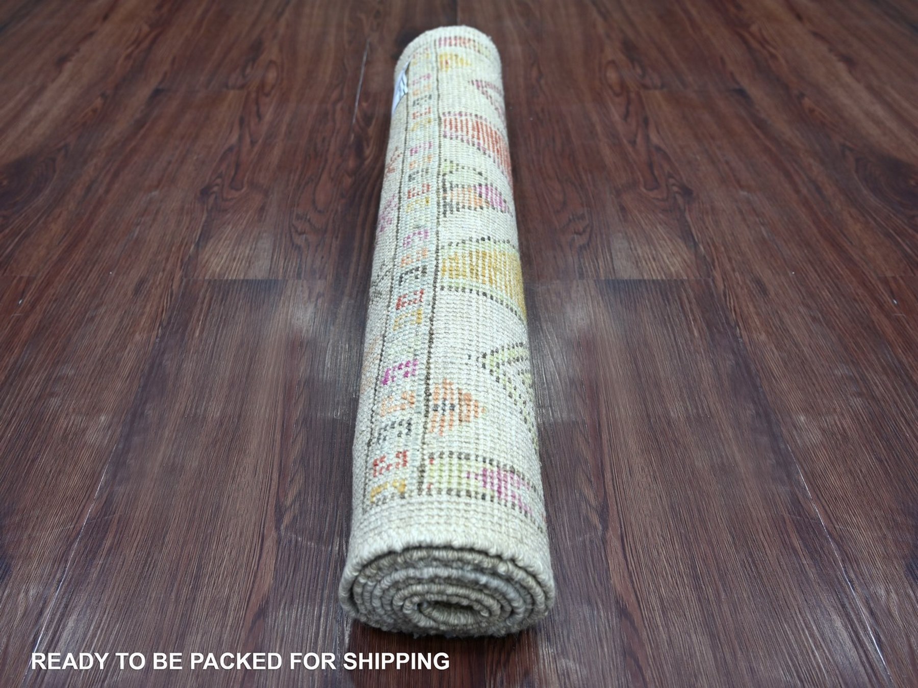 2'8"x6' Light Gray, Anatolian Village Inspired with Geometric Design, Hand Knotted, Pure Wool, Vegetable Dyes, Runner, Oriental Rug HR22512 - Image 4