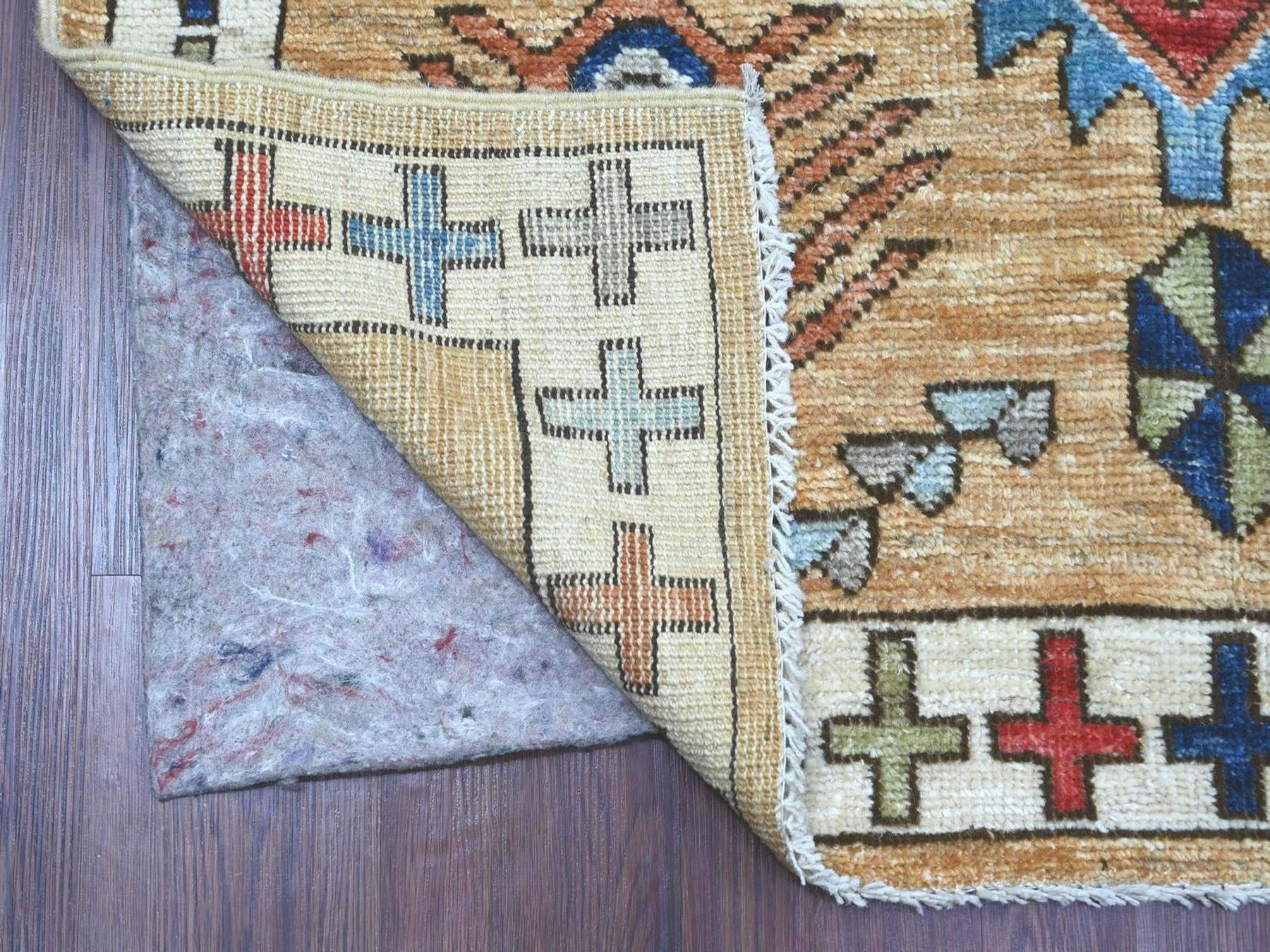 4'x11'6" Amber Brown, Anatolian Village Inspired Design with Large Medallions, Hand Knotted, Pure Wool, Vegetable Dyes, Wide Runner, Oriental Rug HR22520 - Image 2