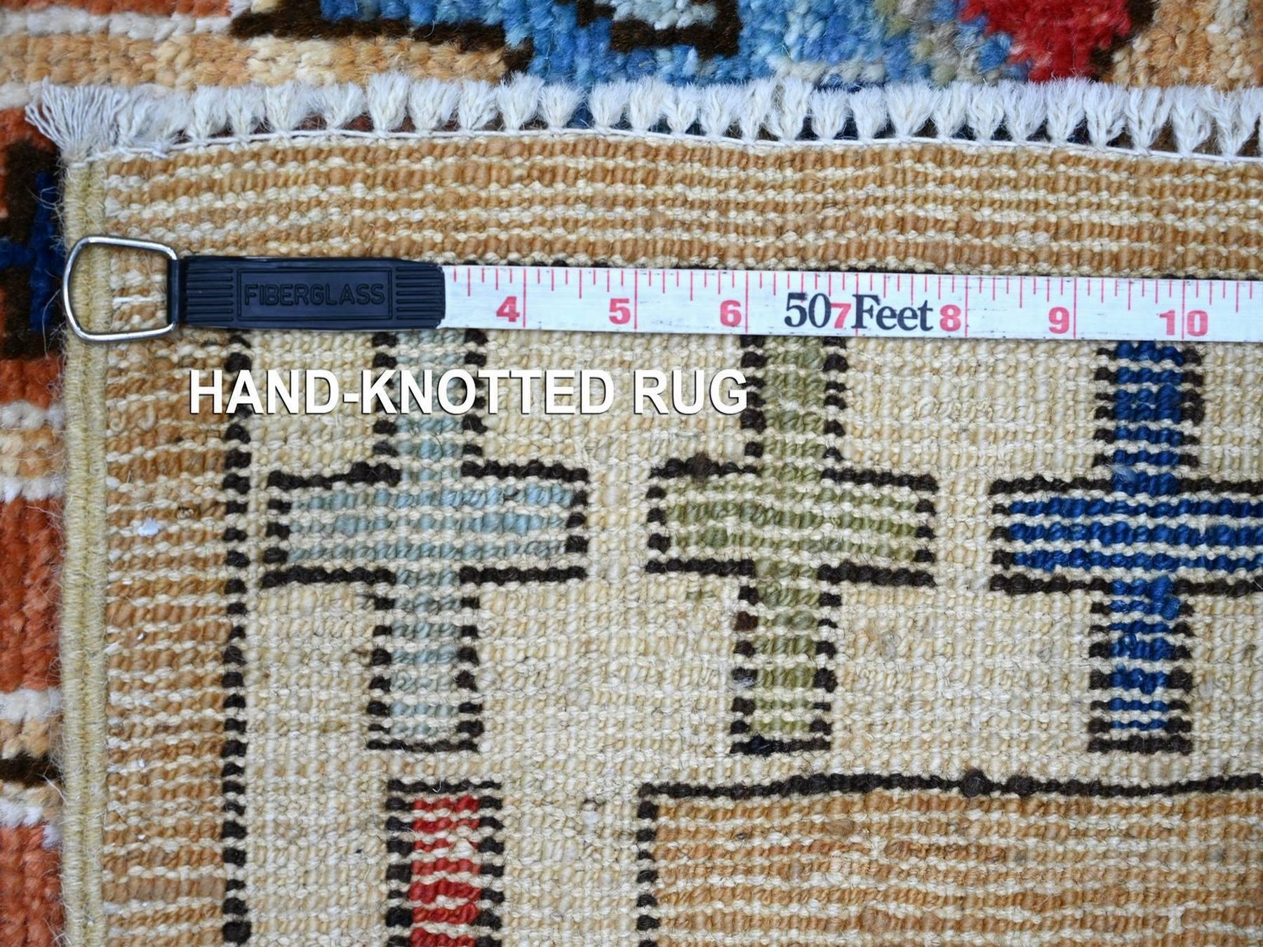 4'x11'6" Amber Brown, Anatolian Village Inspired Design with Large Medallions, Hand Knotted, Pure Wool, Vegetable Dyes, Wide Runner, Oriental Rug HR22520 - Image 6