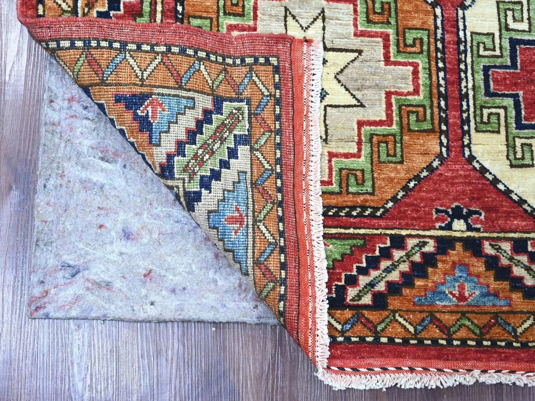 4'x5'10" Barn Red, Afghan Ersari with Elephant Feet Design, Hand Knotted, Natural Dyes, Pure Wool, Oriental Rug HR22524 - Image 2