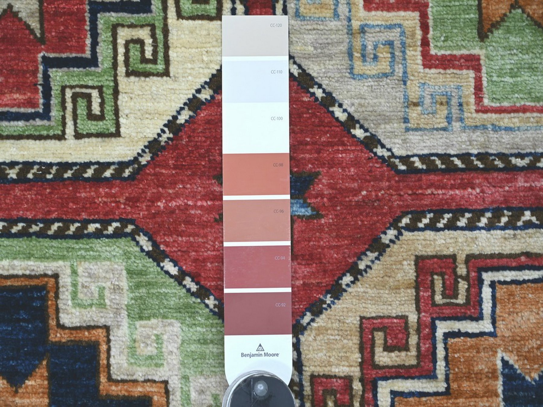 4'x5'10" Barn Red, Afghan Ersari with Elephant Feet Design, Hand Knotted, Natural Dyes, Pure Wool, Oriental Rug HR22524 - Image 3