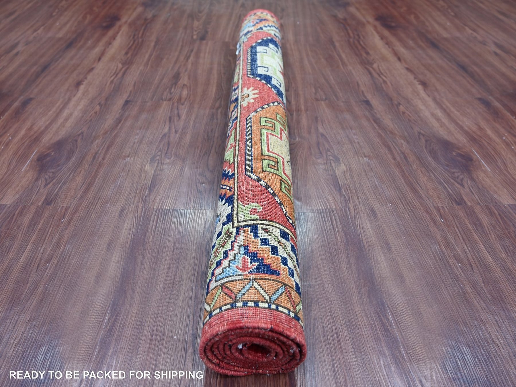 4'x5'10" Barn Red, Afghan Ersari with Elephant Feet Design, Hand Knotted, Natural Dyes, Pure Wool, Oriental Rug HR22524 - Image 4