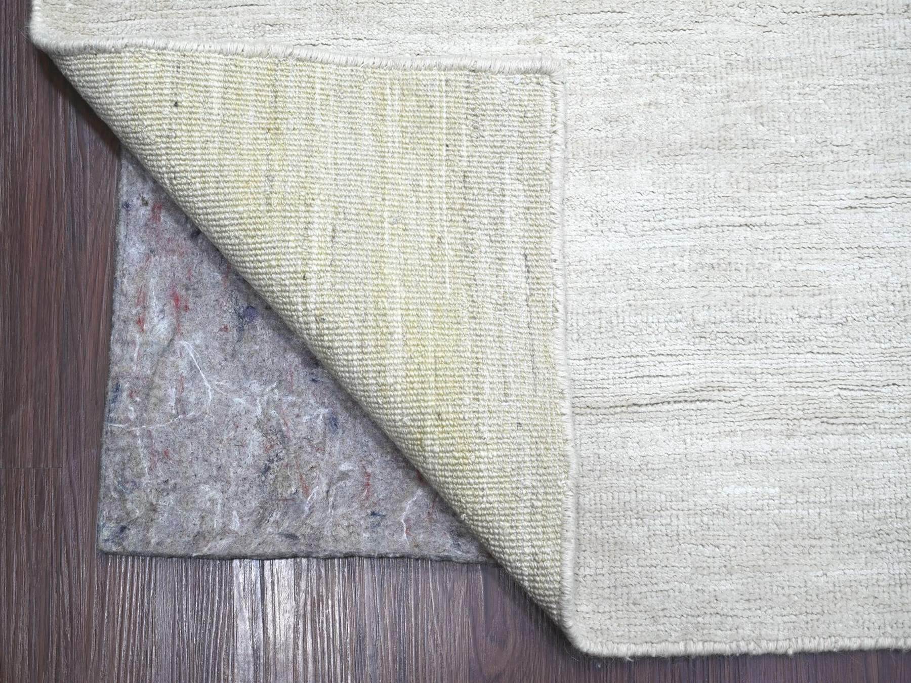 9'8"x13'4" Daisy White, Plain Solid Pattern, Hand Knotted, Hand Spun Ghazni Wool, Lush and Plush, Oriental Rug HR22658 - Image 4