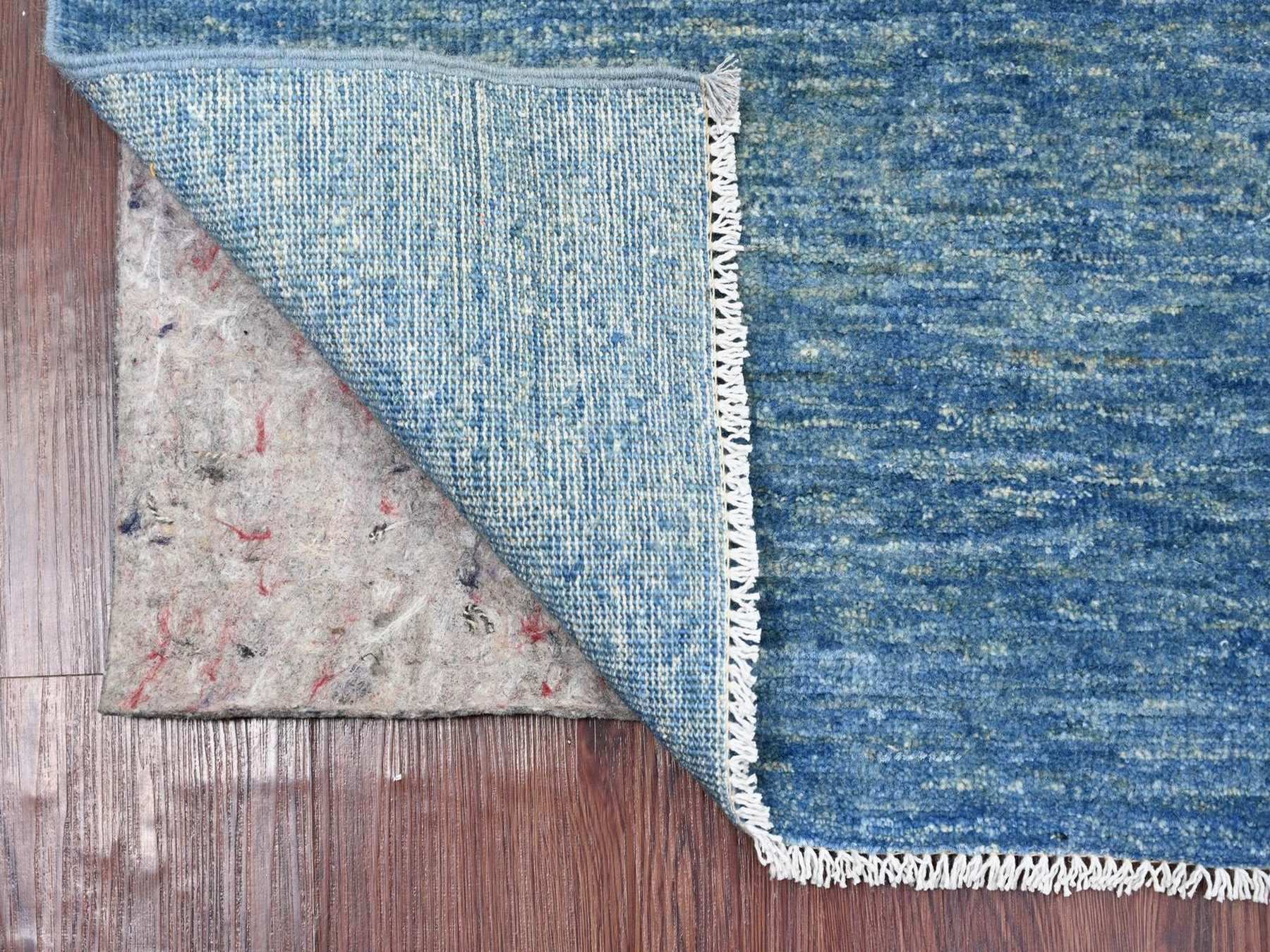 2'6"x5'10" Imperial Blue, Plain Solid Pattern, Hand Knotted, Hand Spun Ghazni Wool, Lush and Plush, Runner, Oriental Rug HR22659 - Image 2