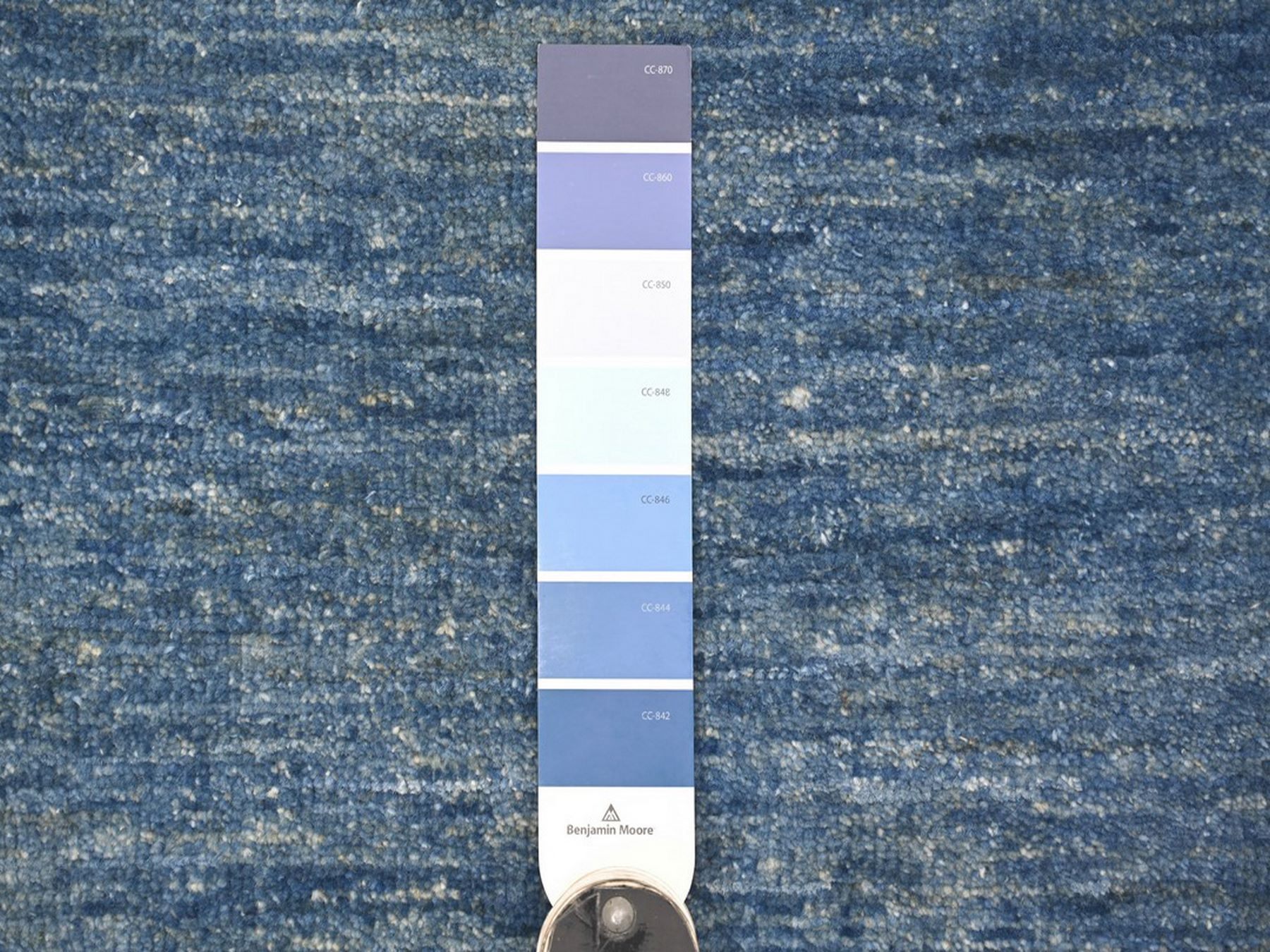 2'6"x5'10" Imperial Blue, Plain Solid Pattern, Hand Knotted, Hand Spun Ghazni Wool, Lush and Plush, Runner, Oriental Rug HR22659 - Image 3