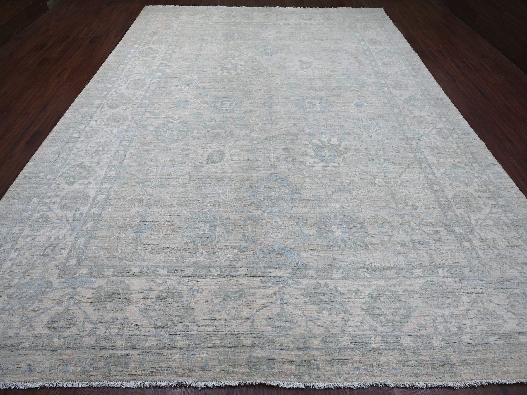 10'x13'6" Light Gray, Peshawar with Ziegler Mahal Design, Hand Knotted, High Mountain Wool, Denser Weave, Oriental Rug HR22692 - Image 2