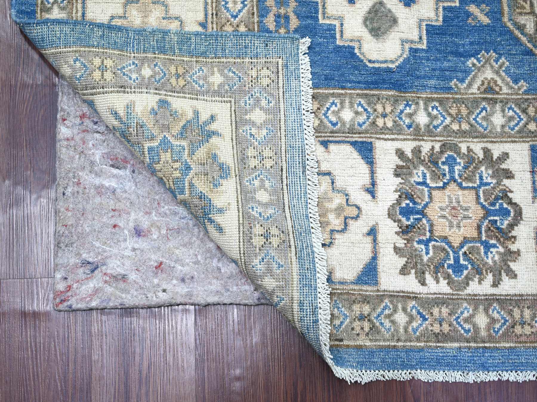 5'10"x8'9" Bayern Blue, Vintage Look Kazak with All Over Geometric Motifs, Hand Knotted, 100% Wool, Natural Dyes, Oriental Rug HR22717 - Image 2