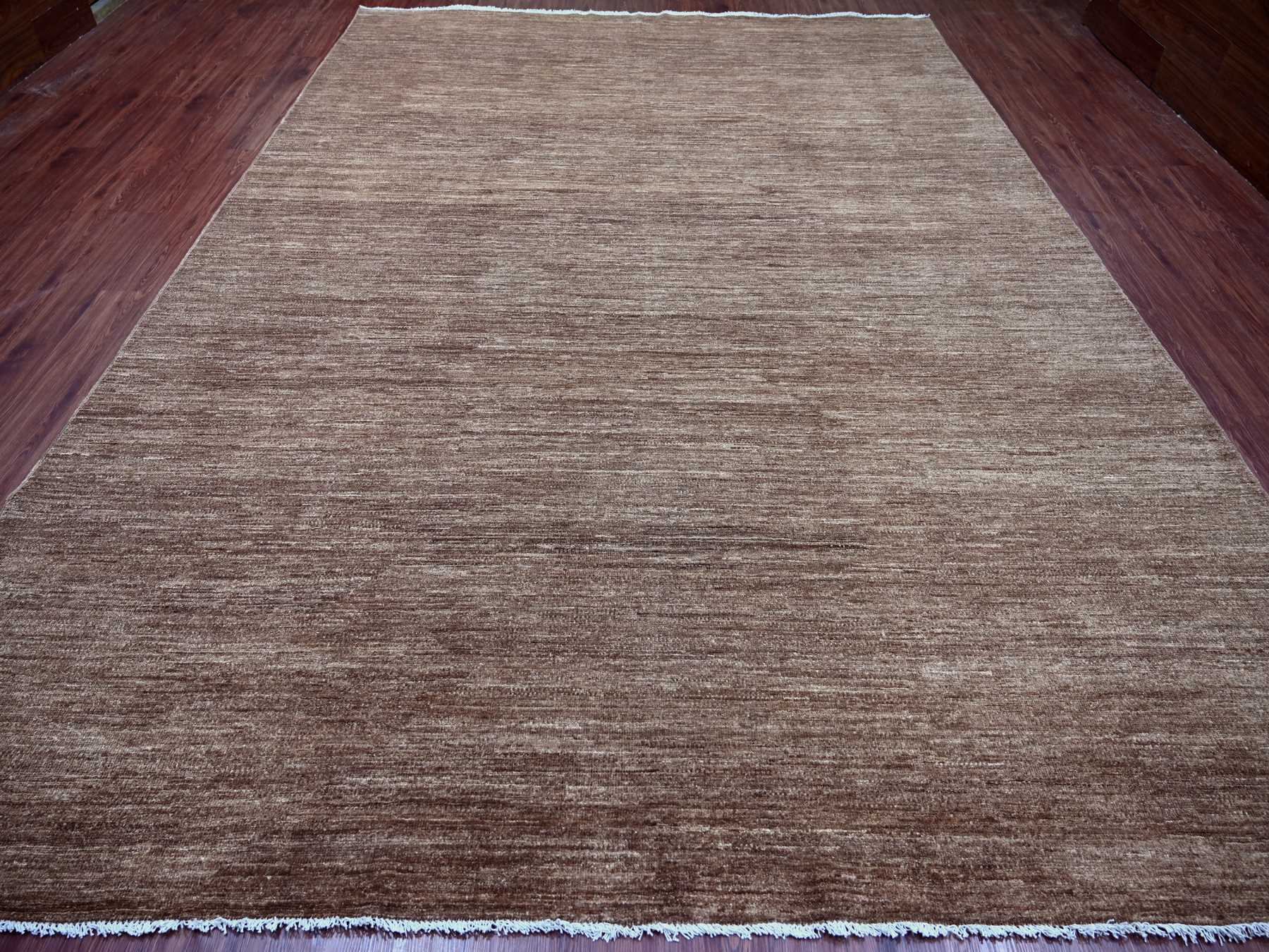 9'8"x13'4" Mocha Brown, Plain Solid Pattern, Hand Knotted, Hand Spun Ghazni Wool, Lush and Plush, Oriental Rug HR22729 - Image 2