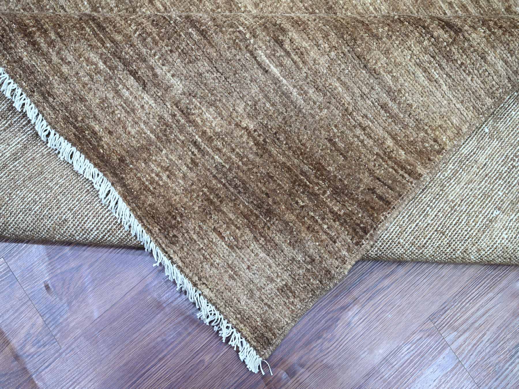 9'8"x13'4" Mocha Brown, Plain Solid Pattern, Hand Knotted, Hand Spun Ghazni Wool, Lush and Plush, Oriental Rug HR22729 - Image 6