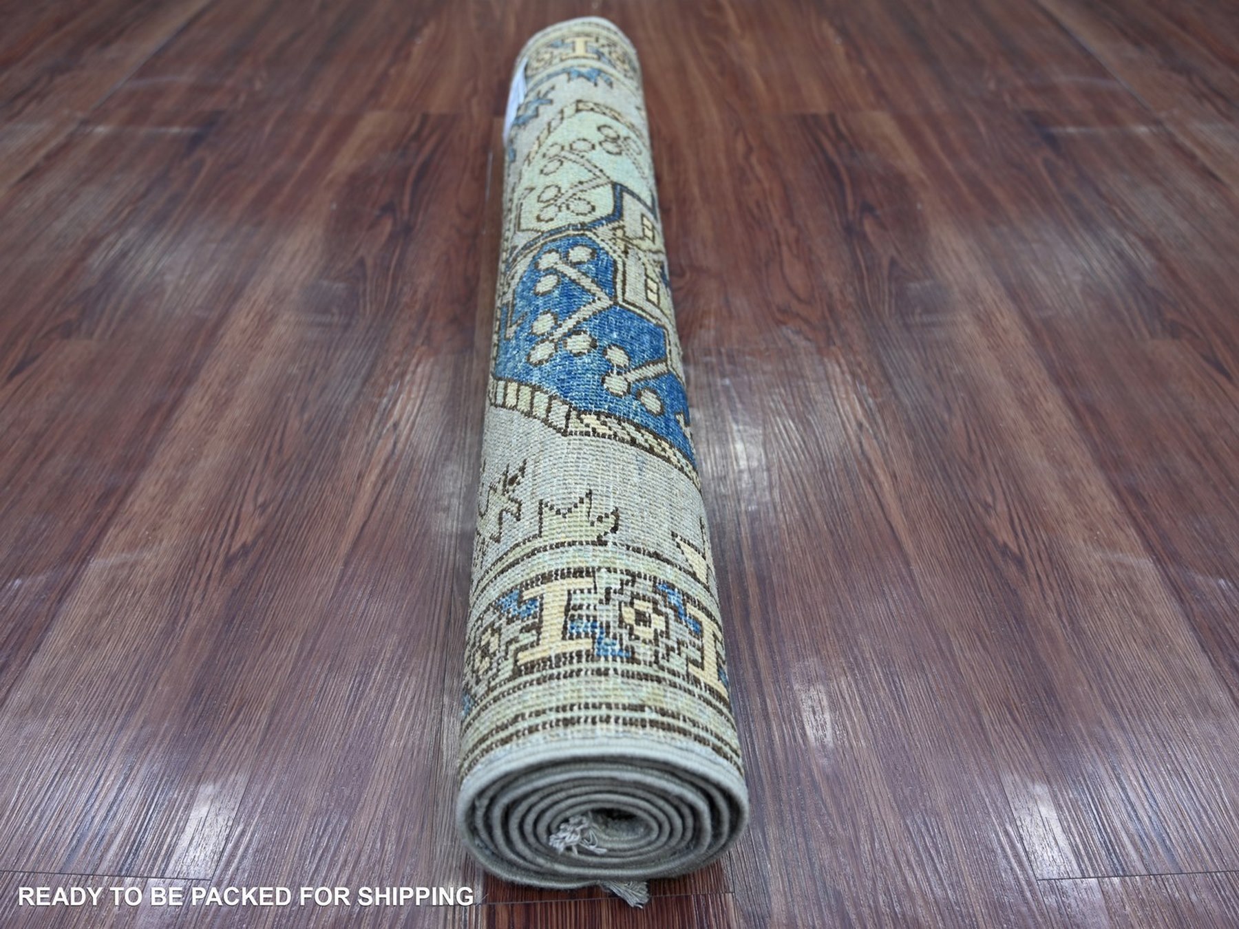 2'9"x6' Misty Gray, Hand Knotted, Afghan Ersari with Elephant Feet Design, Natural Dyes, Denser Weave, Pure Wool, Runner, Oriental Rug HR22790 - Image 4