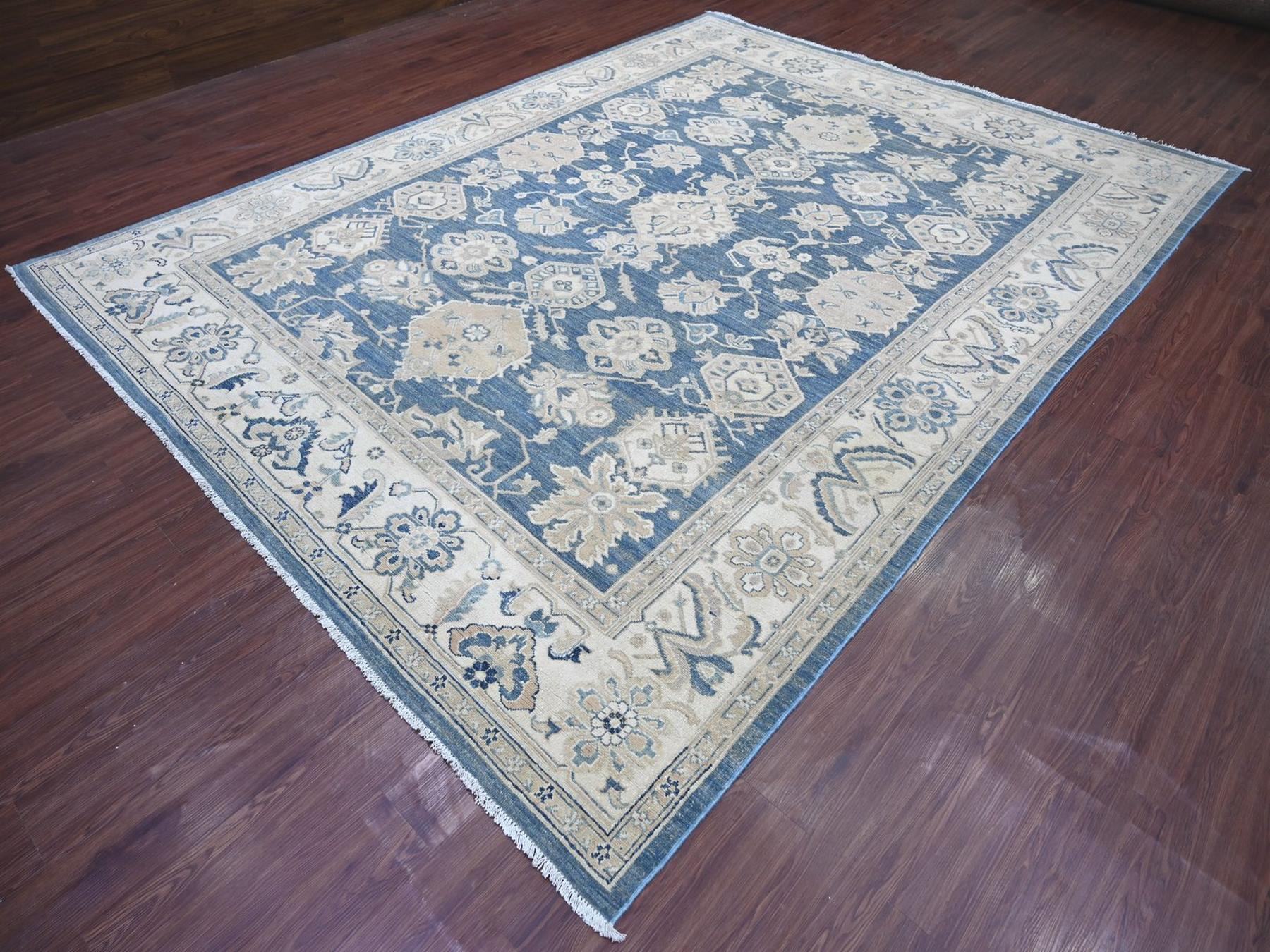 9'x11'8" Carolina Blue, Vintage Look Kazak with All Over Geometric Motifs, Hand Knotted, 100% Wool, Natural Dyes, Oriental Rug HR22809 - Image 3