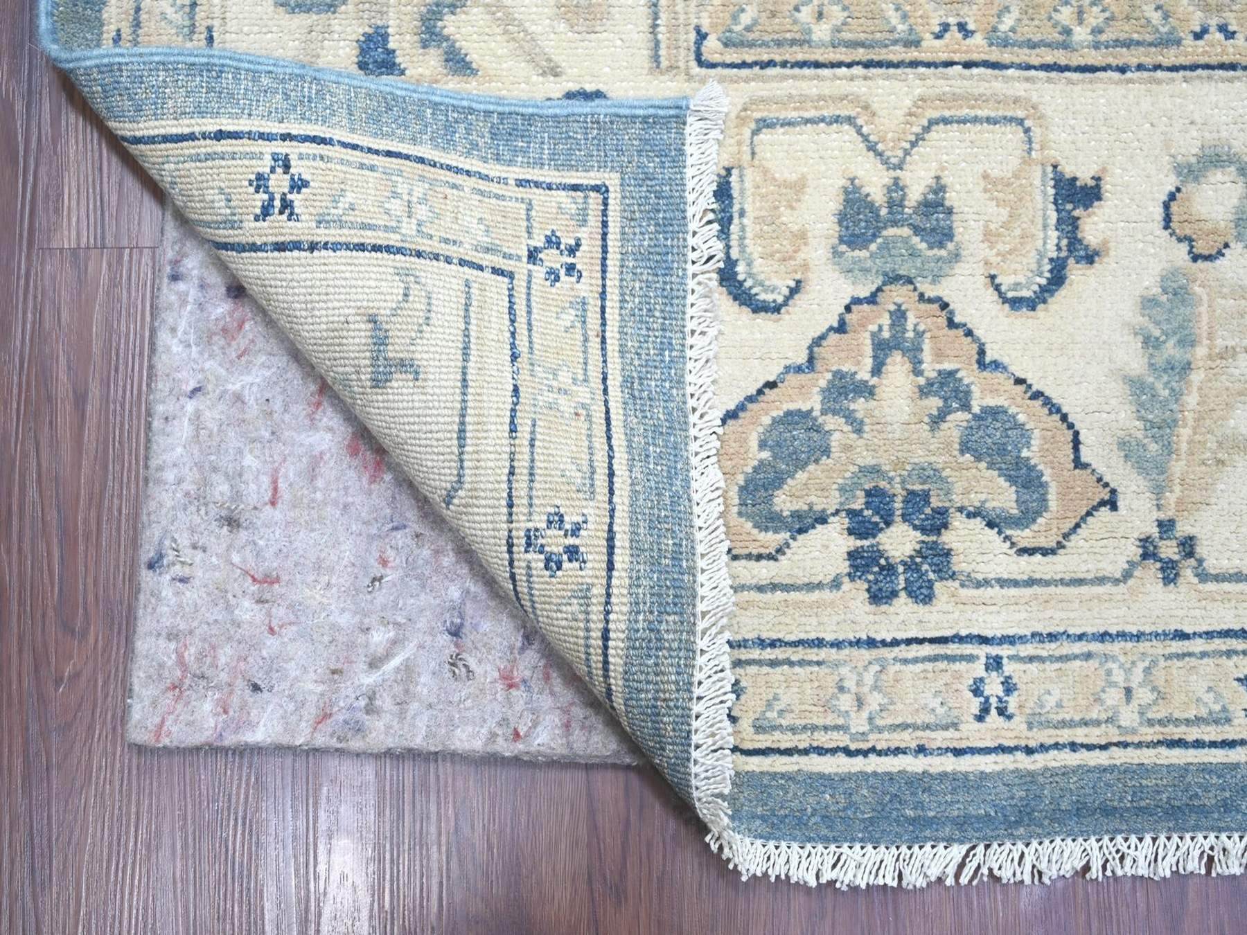 9'x11'8" Carolina Blue, Vintage Look Kazak with All Over Geometric Motifs, Hand Knotted, 100% Wool, Natural Dyes, Oriental Rug HR22809 - Image 4