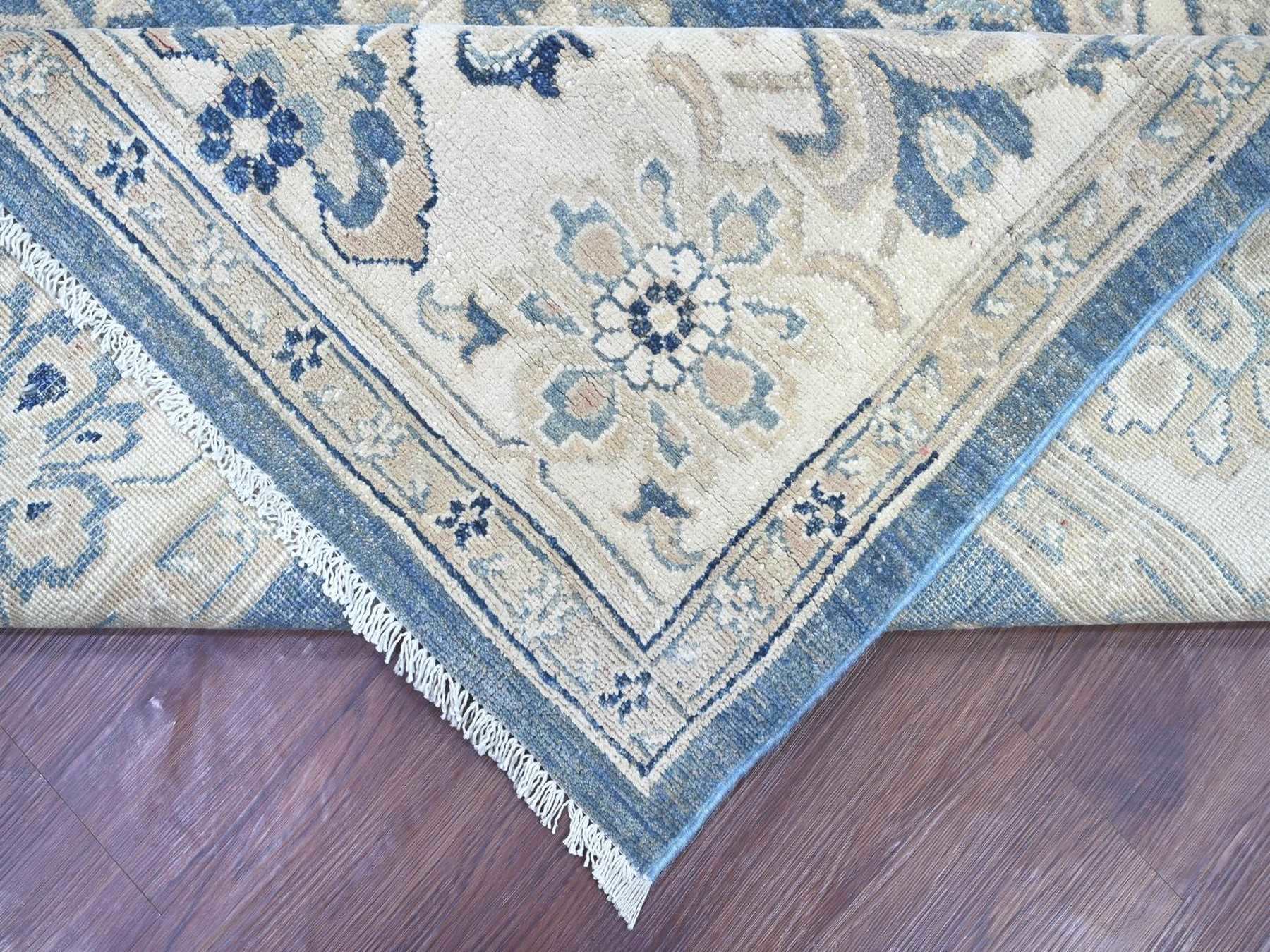 9'x11'8" Carolina Blue, Vintage Look Kazak with All Over Geometric Motifs, Hand Knotted, 100% Wool, Natural Dyes, Oriental Rug HR22809 - Image 6