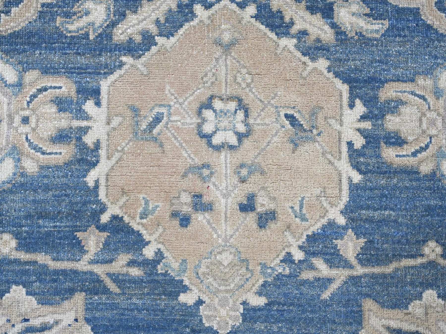 9'x11'8" Carolina Blue, Vintage Look Kazak with All Over Geometric Motifs, Hand Knotted, 100% Wool, Natural Dyes, Oriental Rug HR22809 - Image 8