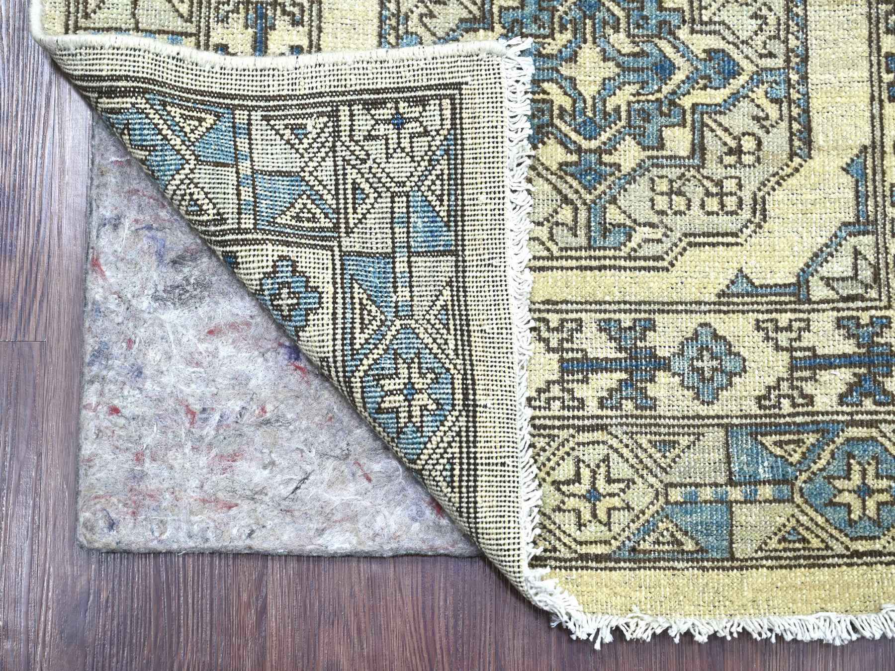 2'6"x11'8" Pearl White, Hand Knotted, Afghan Ersari with Elephant Feet Design, Natural Dyes, Denser Weave, Pure Wool, Runner, Oriental Rug HR22835 - Image 2